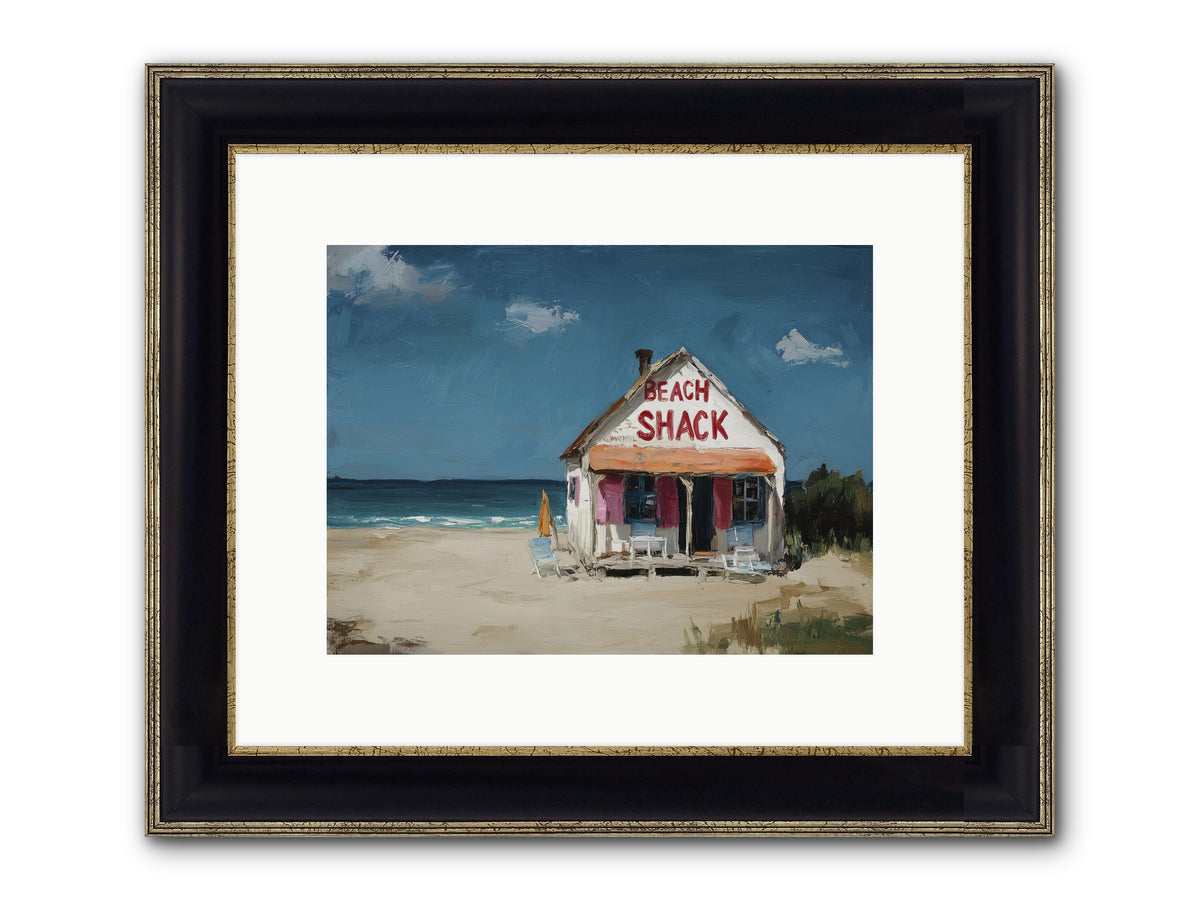 Barefoot Headquarters Framed Print - Black & Gold 12x9
