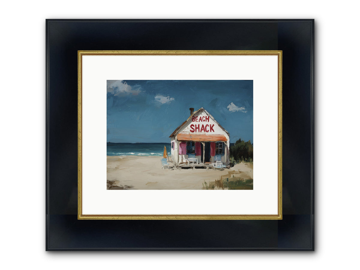 Barefoot Headquarters Framed Print - Wide Black w/Gold 12x9
