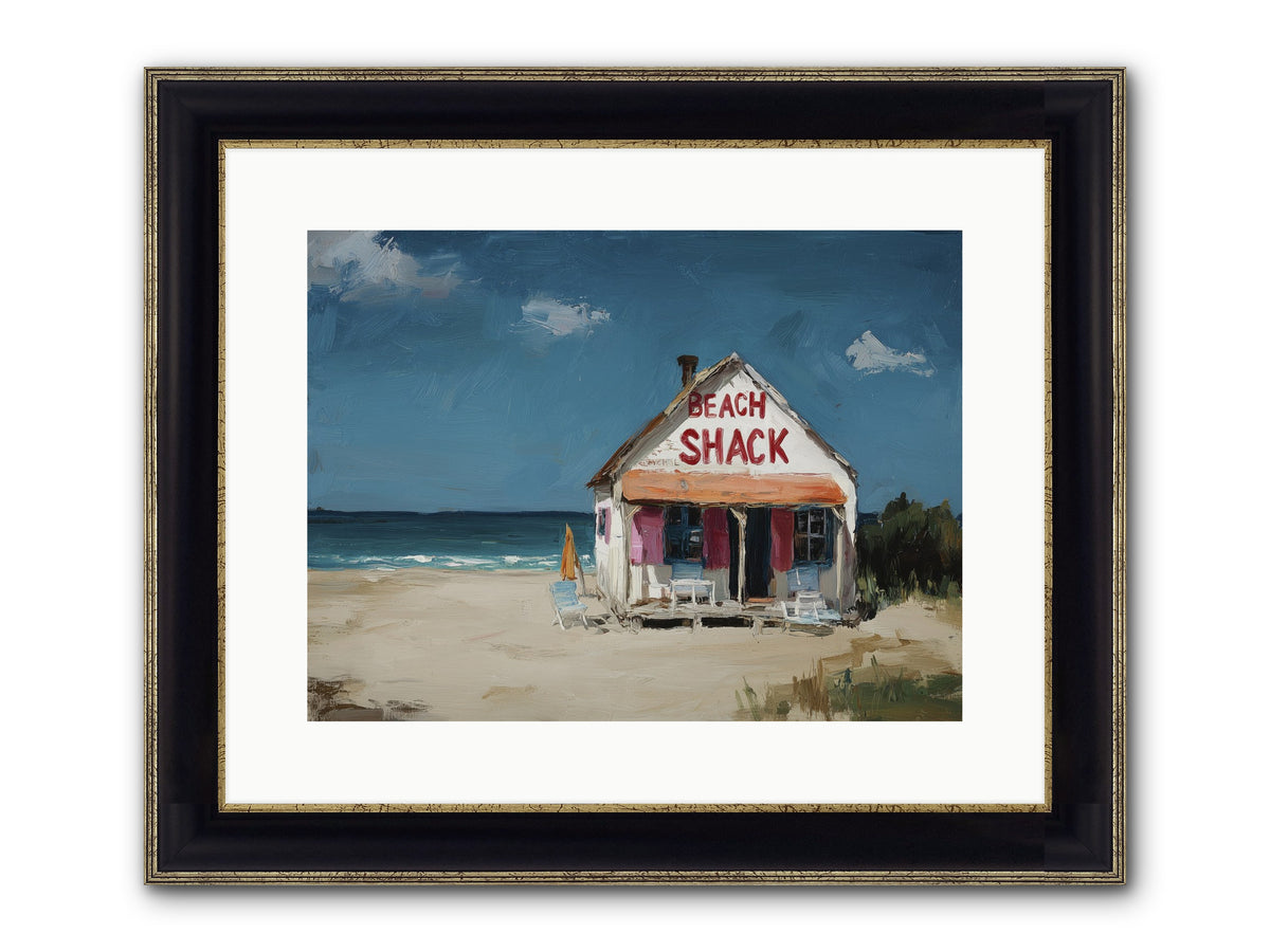 Barefoot Headquarters Framed Print - Black & Gold 16x12
