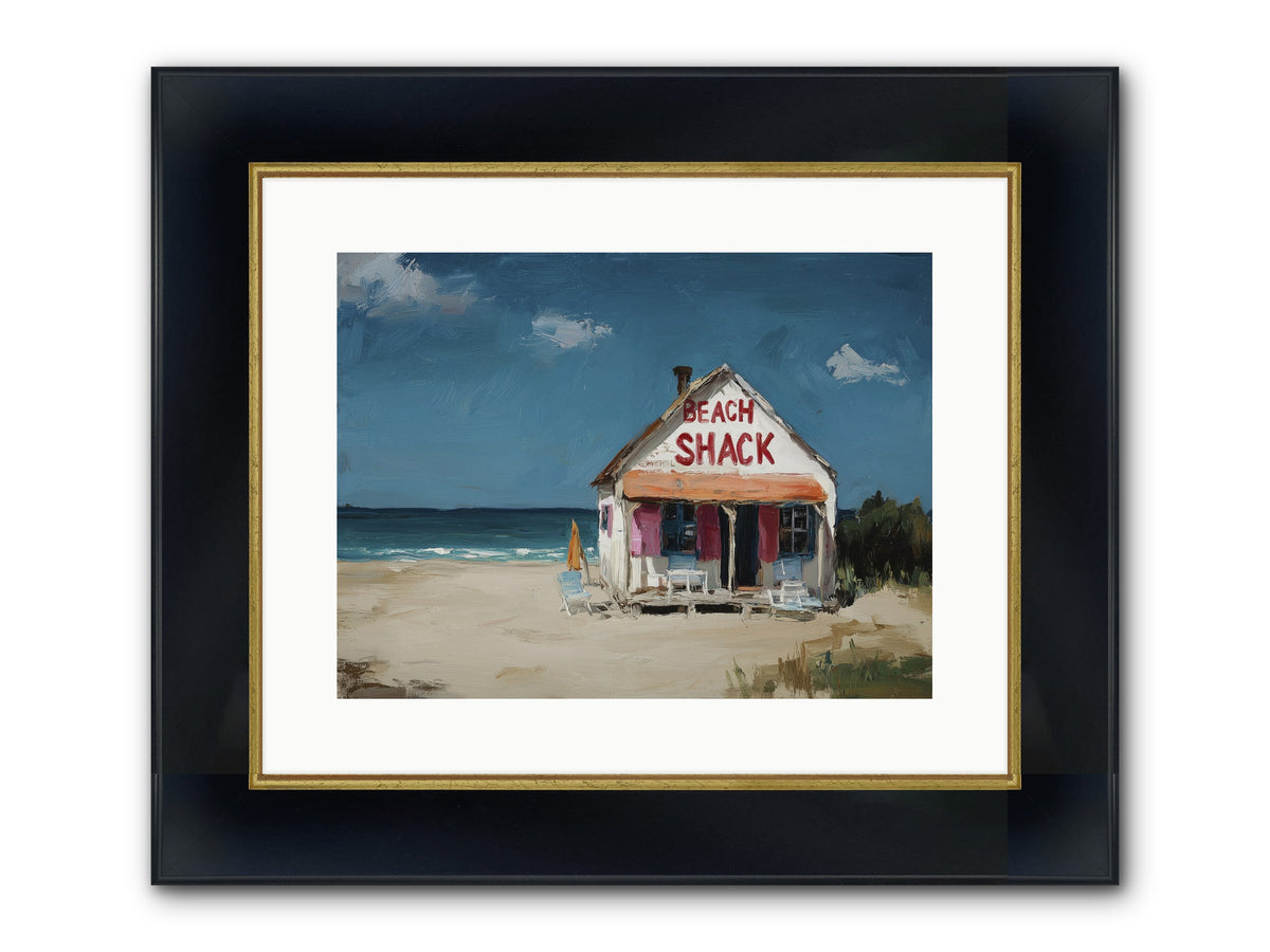 Barefoot Headquarters Framed Print - Wide Black w/Gold 16x12