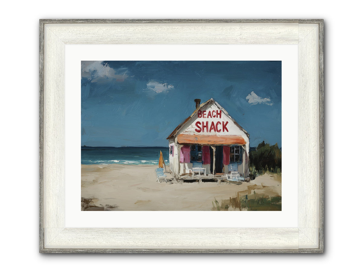 Barefoot Headquarters Framed Print - Driftwood White 24x18