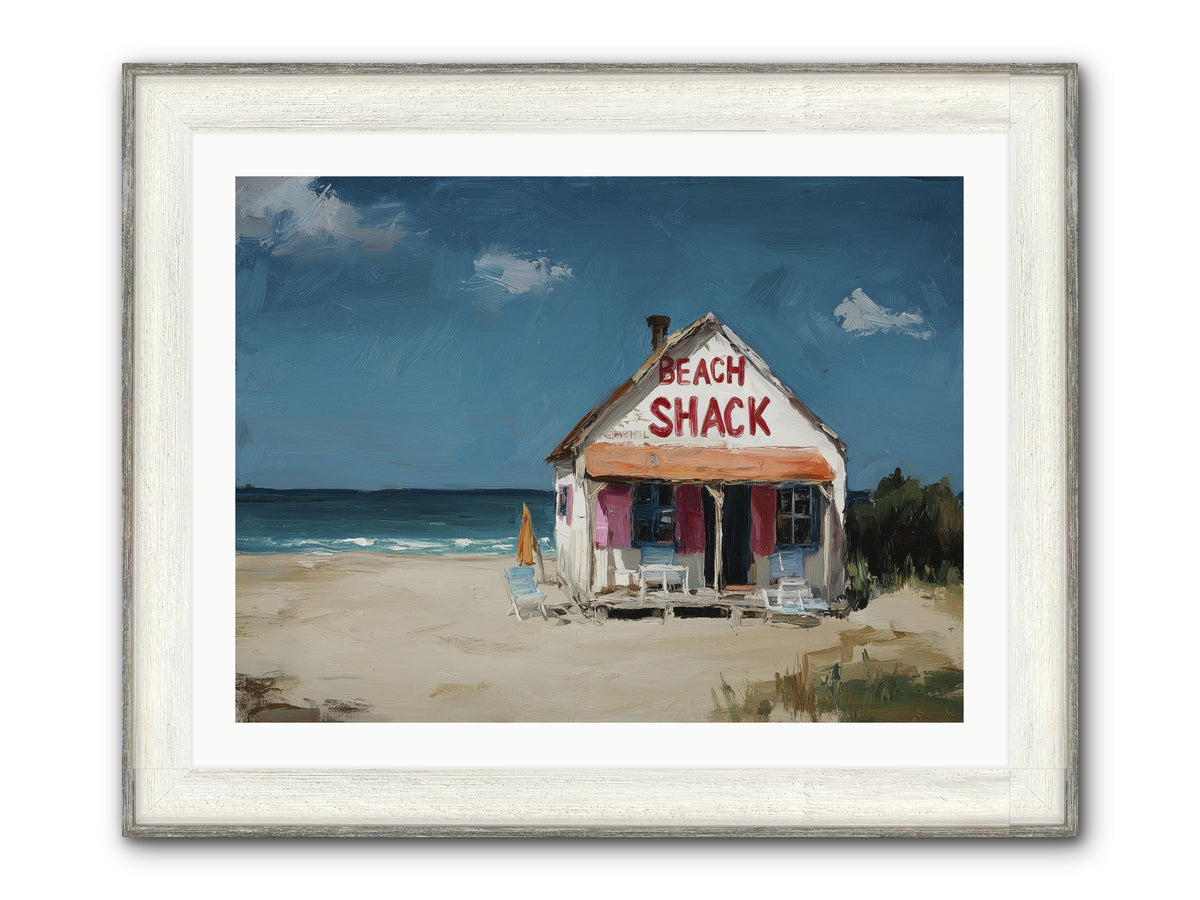 Barefoot Headquarters Framed Print - Driftwood White 32x24