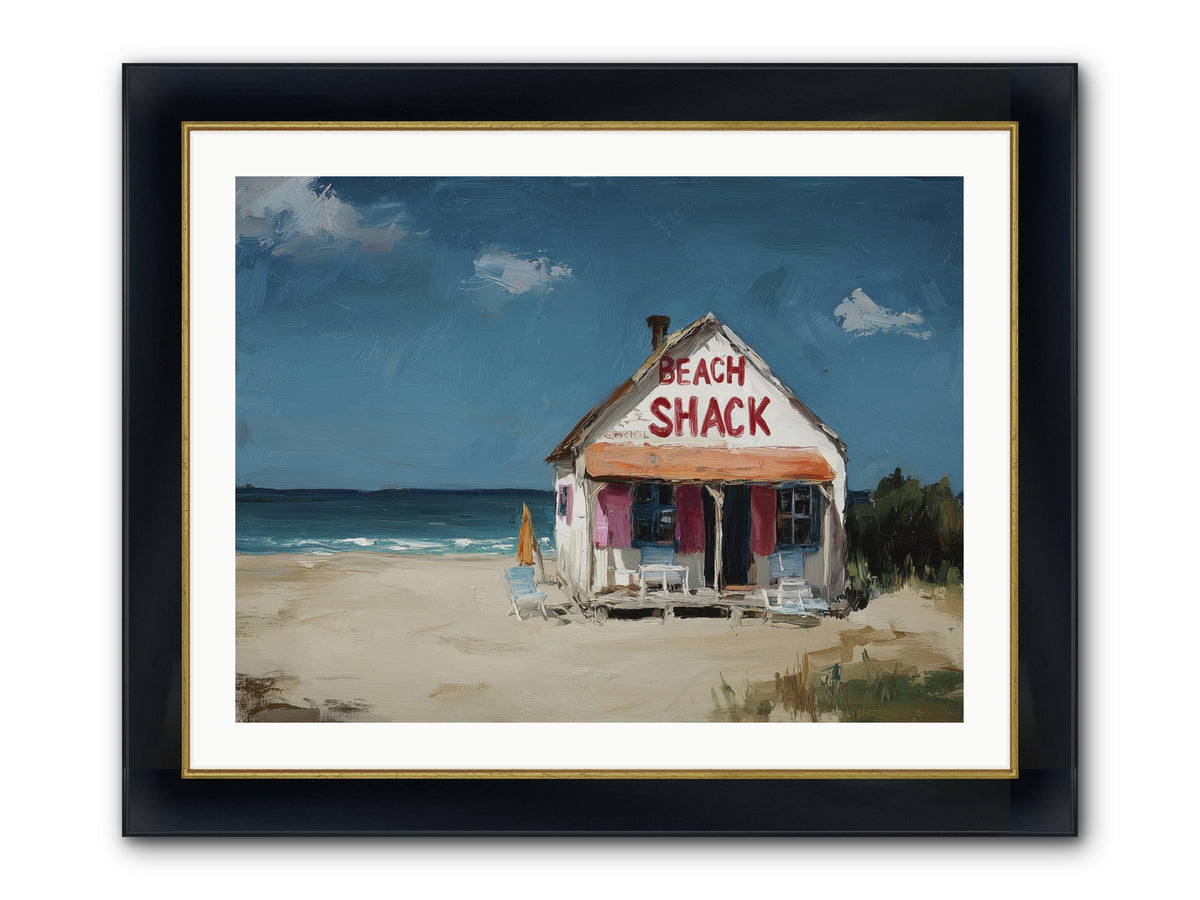 Barefoot Headquarters Framed Print - Wide Black w/Gold 32x24