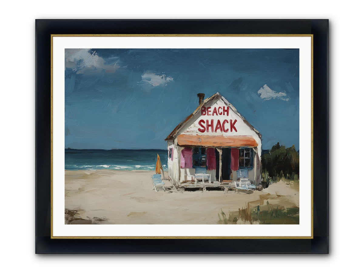 Barefoot Headquarters Framed Print - Wide Black w/Gold 40x30