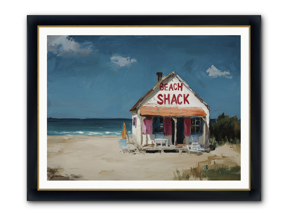 Barefoot Headquarters Framed Print - Wide Black w/Gold 48x36