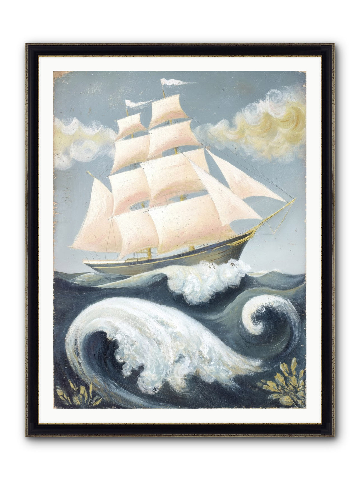 Barnacle Ghost Framed Print - Black & Gold 36x48