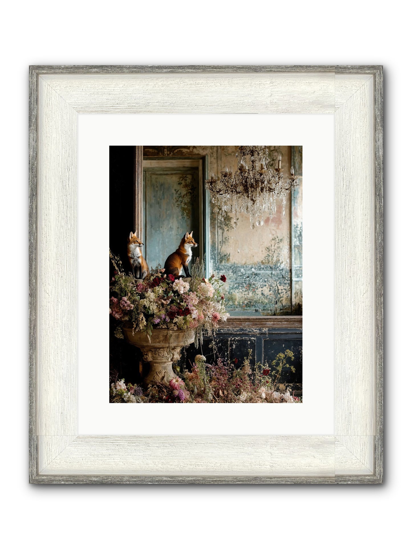 Baroque Wildlife Framed Print - Driftwood White 12x16