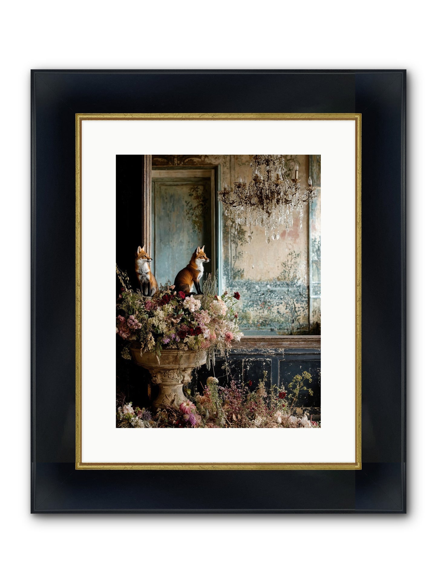 Baroque Wildlife Framed Print - Wide Black w/Gold 12x16