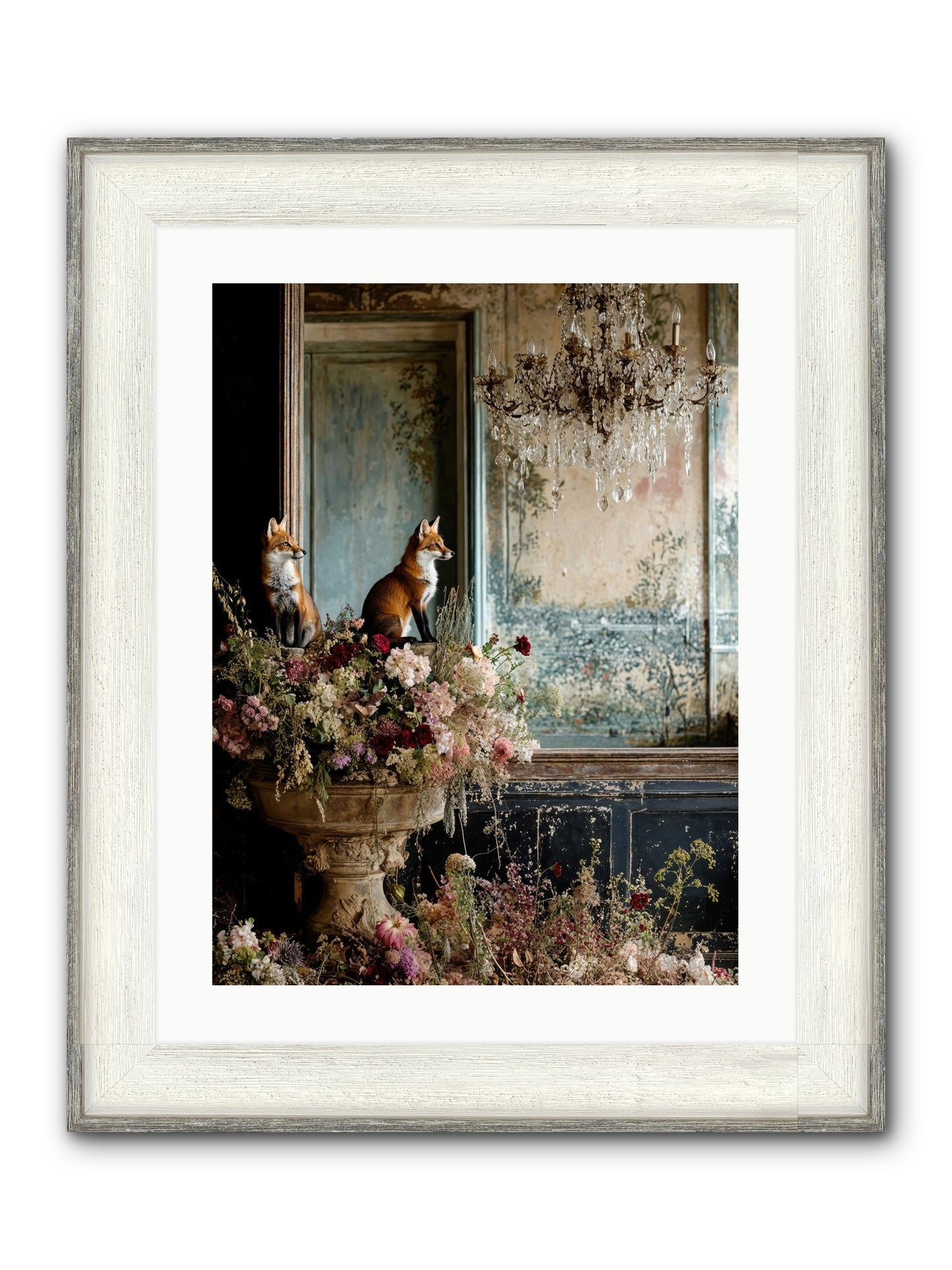Baroque Wildlife Framed Print - Driftwood White 18x24