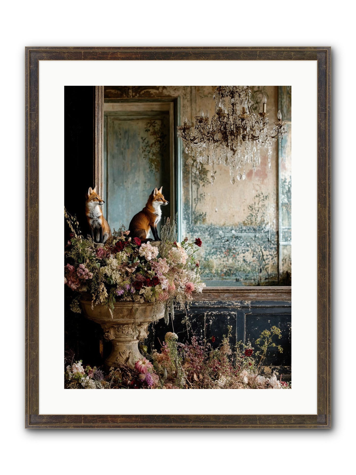 Baroque Wildlife Framed Print - Slimwoods Black/Gold 18x24