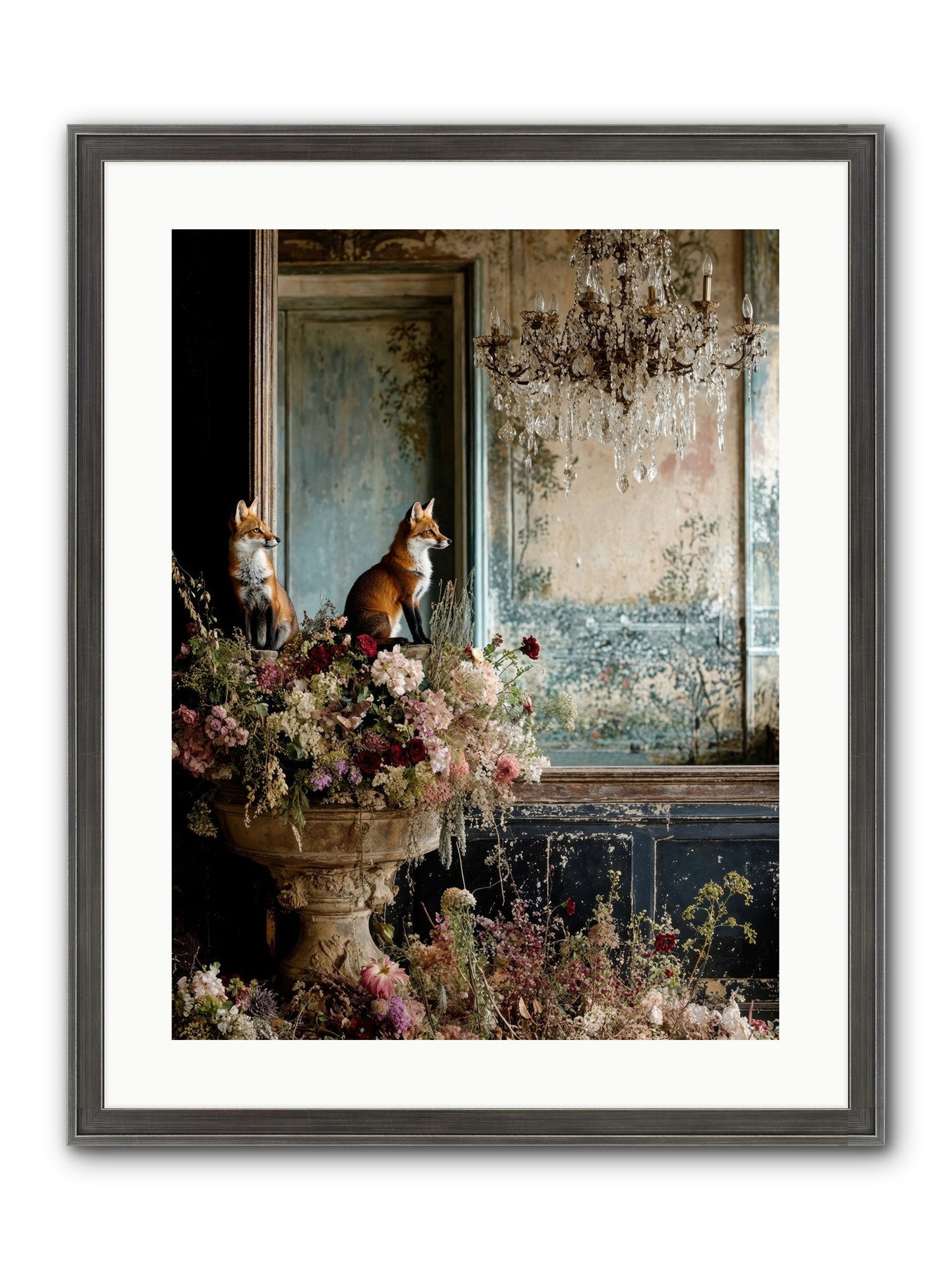Baroque Wildlife Framed Print - Slimwoods Black/Silver 18x24