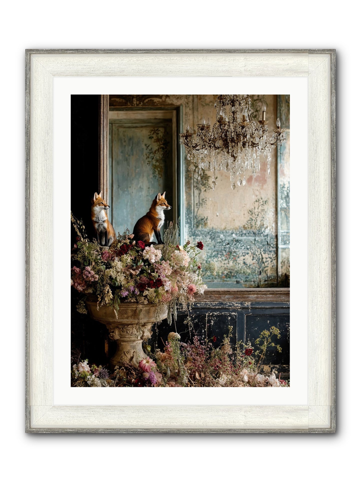Baroque Wildlife Framed Print - Driftwood White 24x32