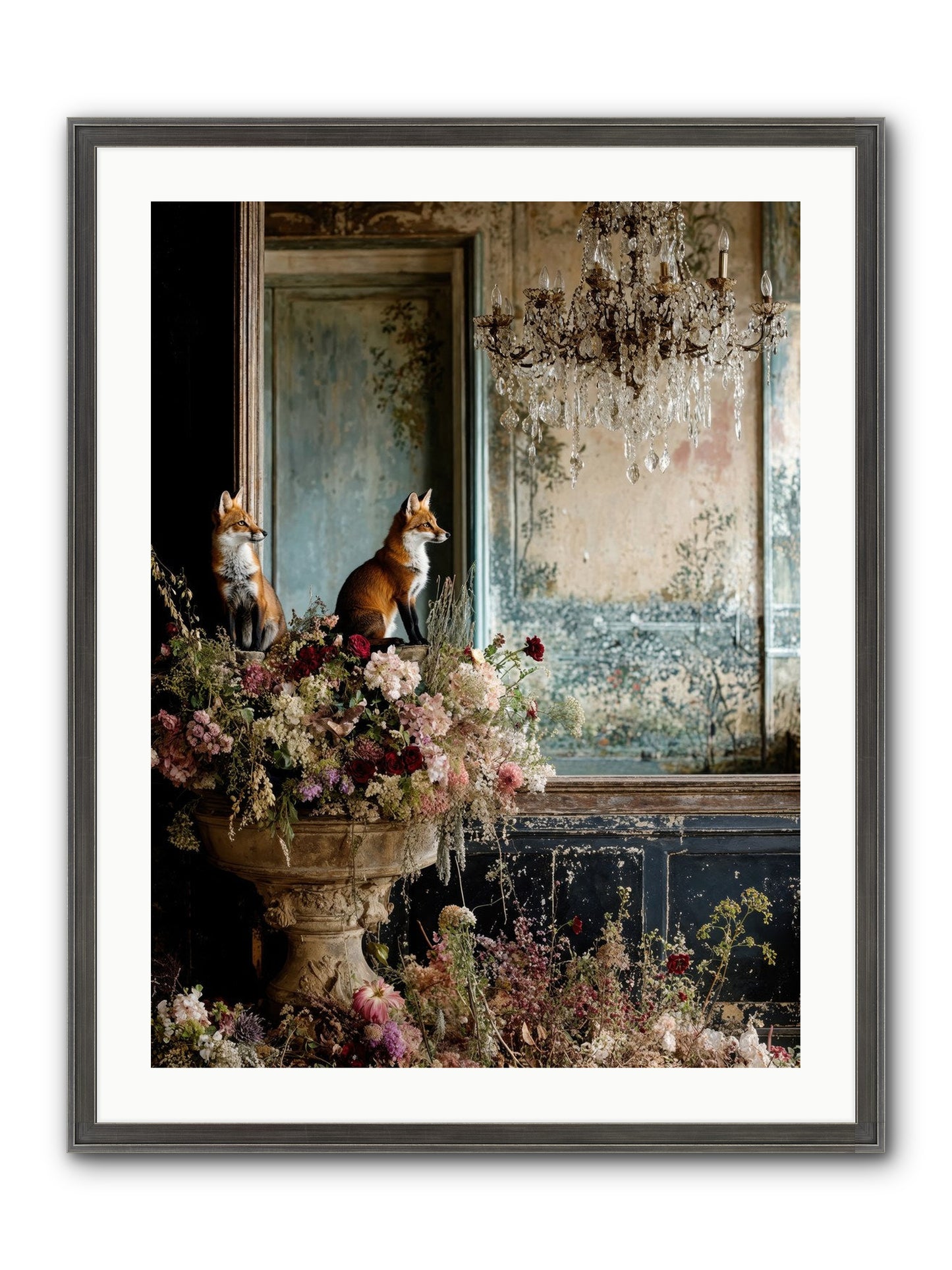 Baroque Wildlife Framed Print - Slimwoods Black/Silver 24x32