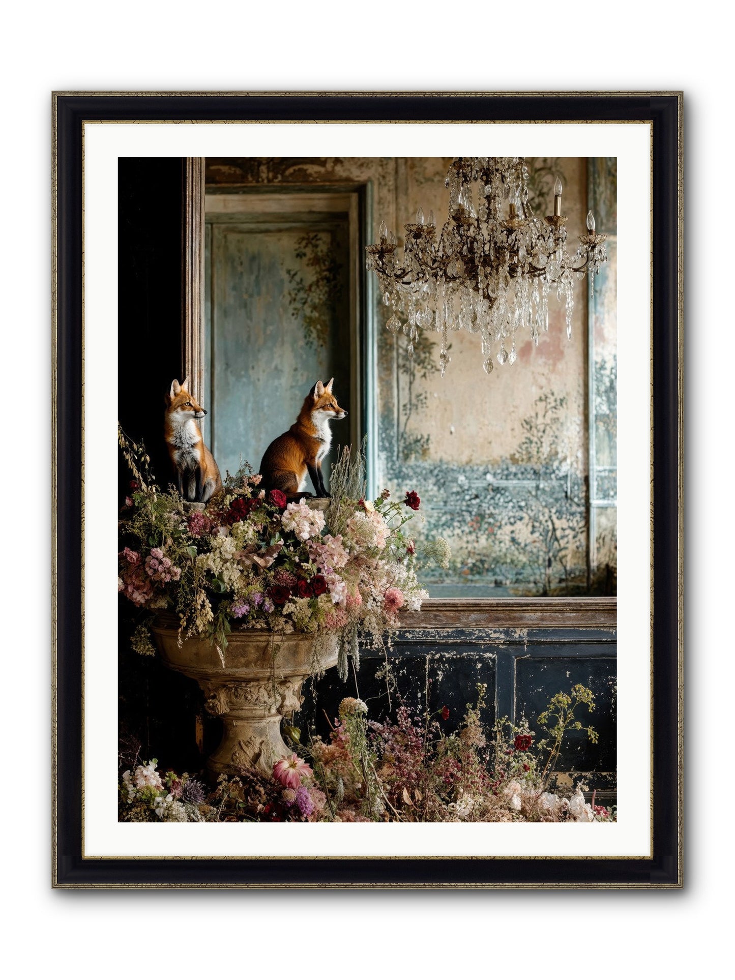 Baroque Wildlife Framed Print - Black & Gold 30x40