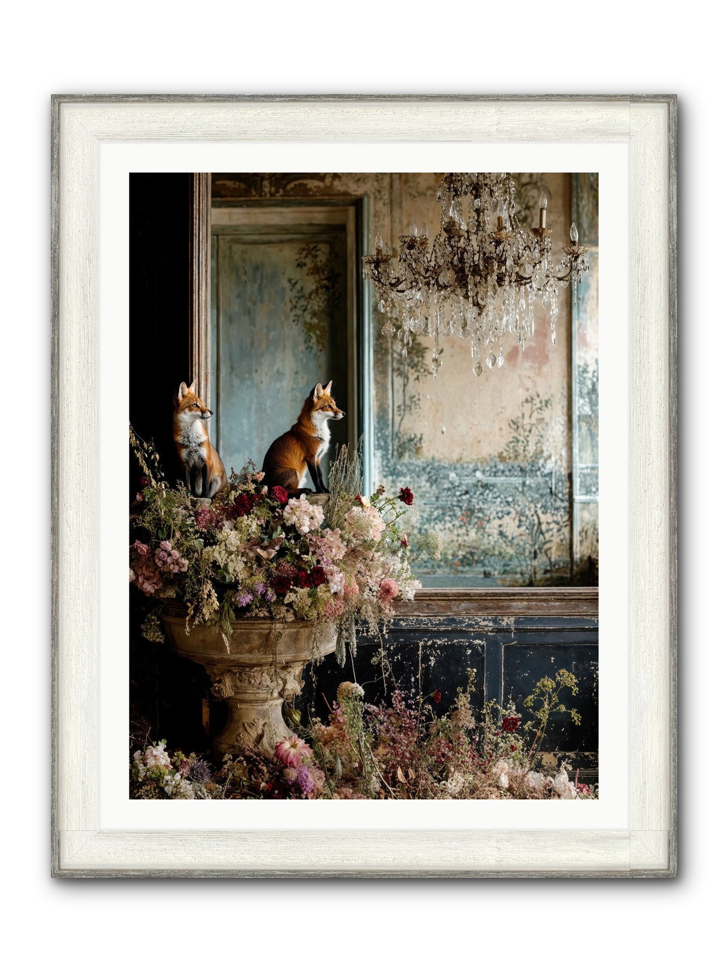 Baroque Wildlife Framed Print - Driftwood White 30x40
