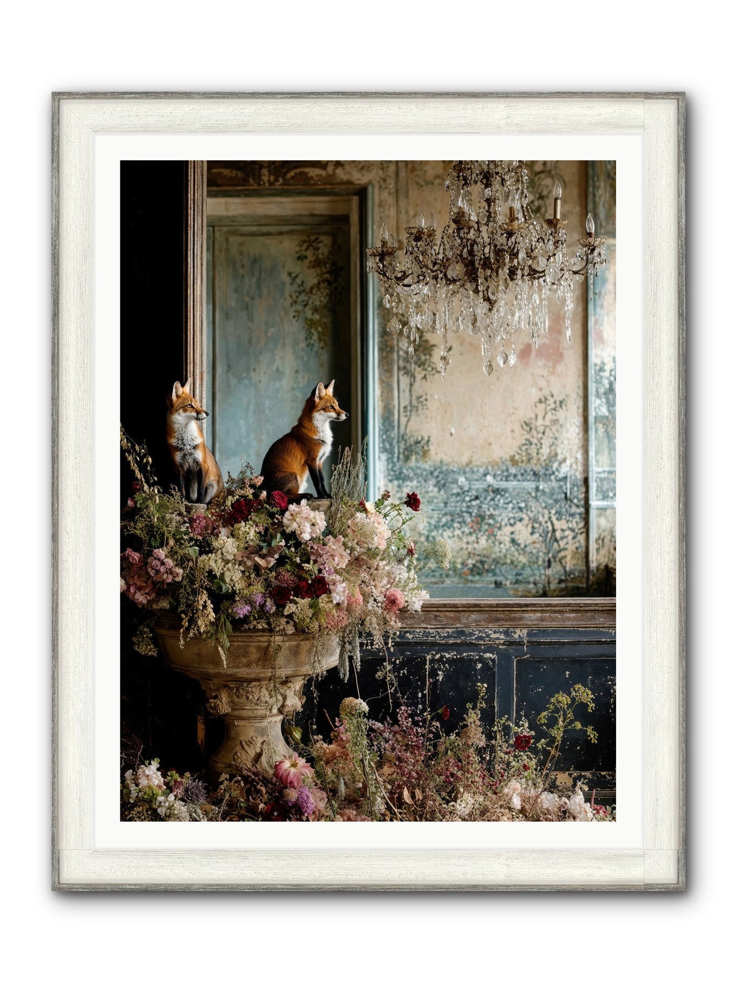 Baroque Wildlife Framed Print - Driftwood White 36x48