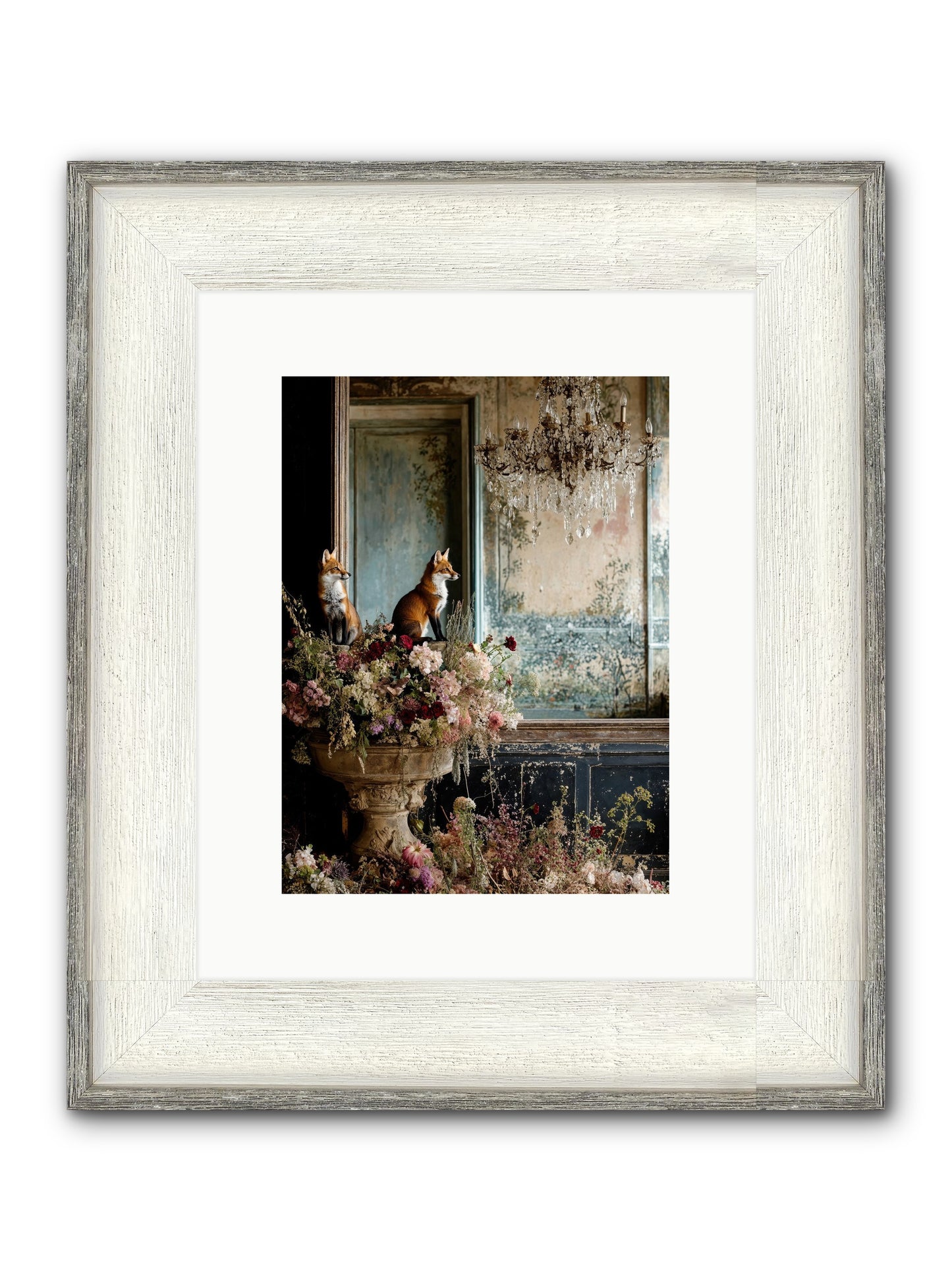 Baroque Wildlife Framed Print - Driftwood White 9x12