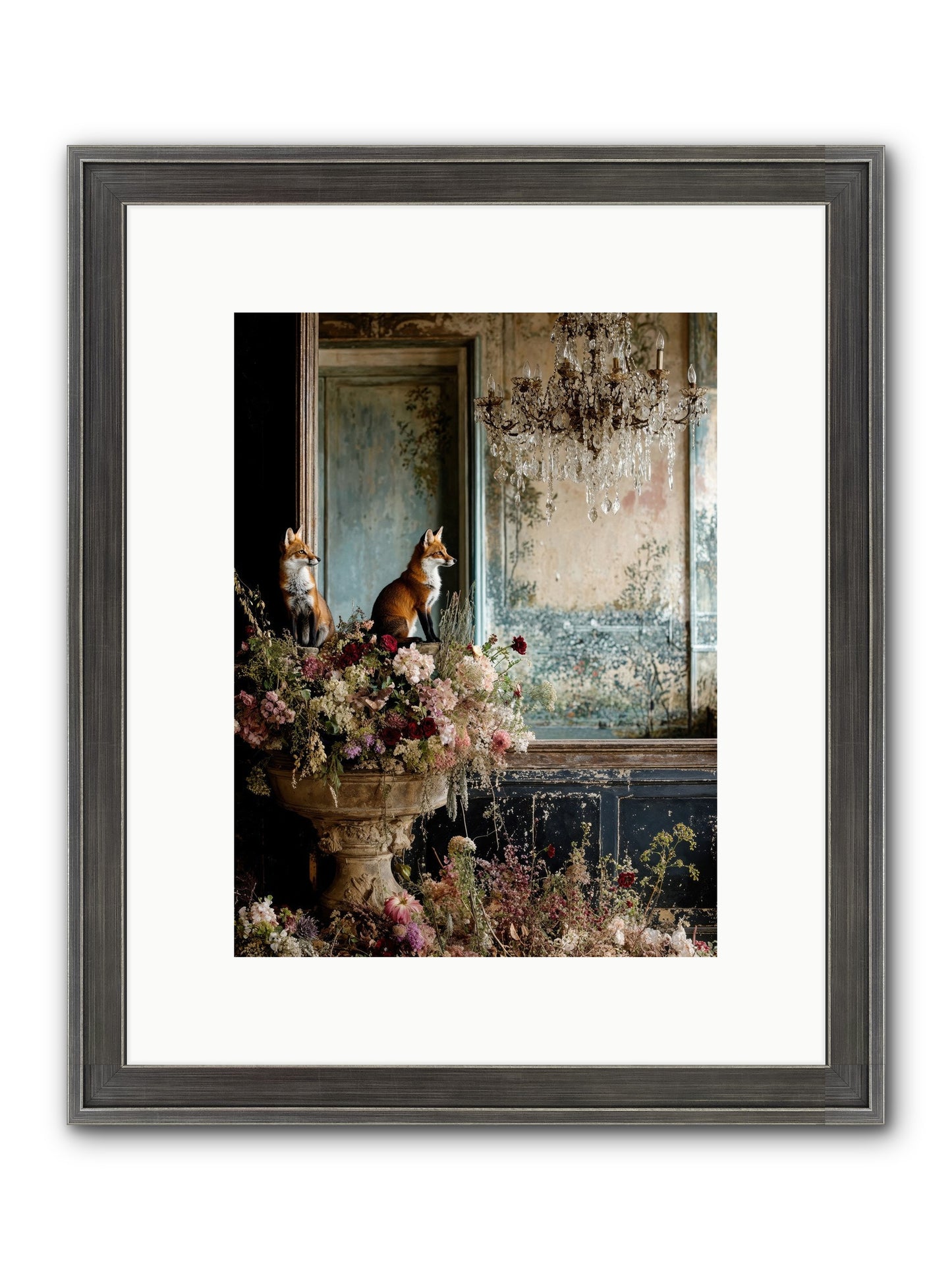Baroque Wildlife Framed Print - Slimwoods Black/Silver 9x12