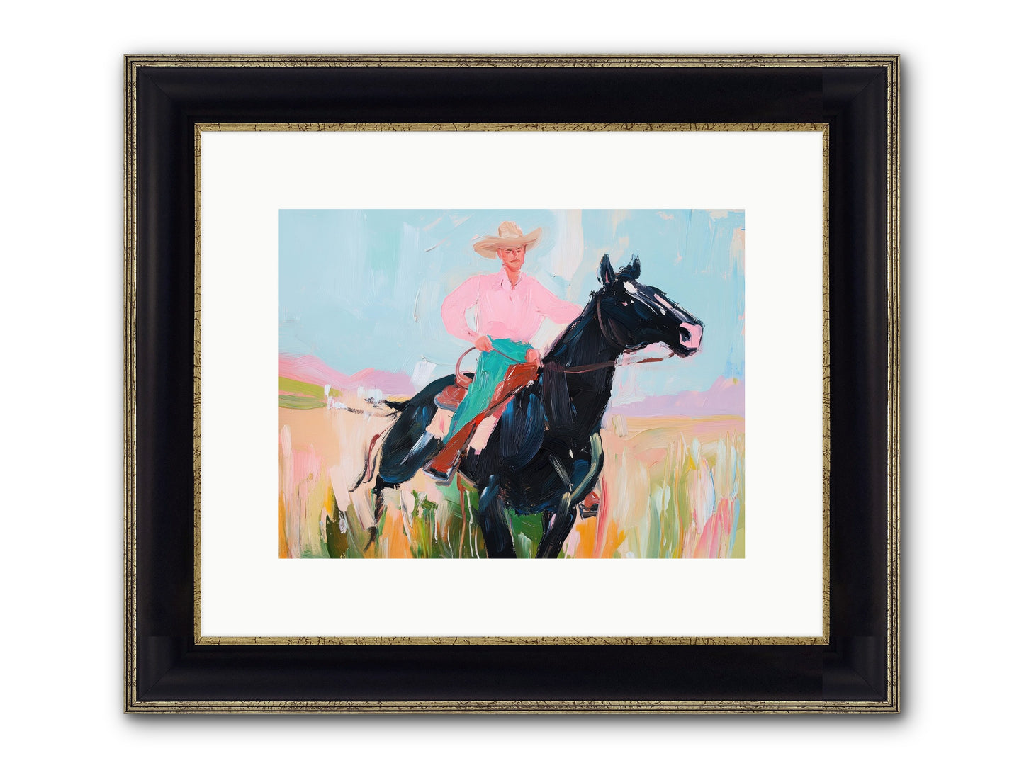 Barrel Racer's Dream Framed Print - Black & Gold 12x9