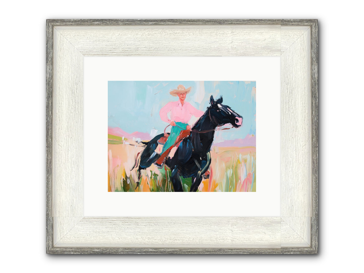 Barrel Racer's Dream Framed Print - Driftwood White 12x9