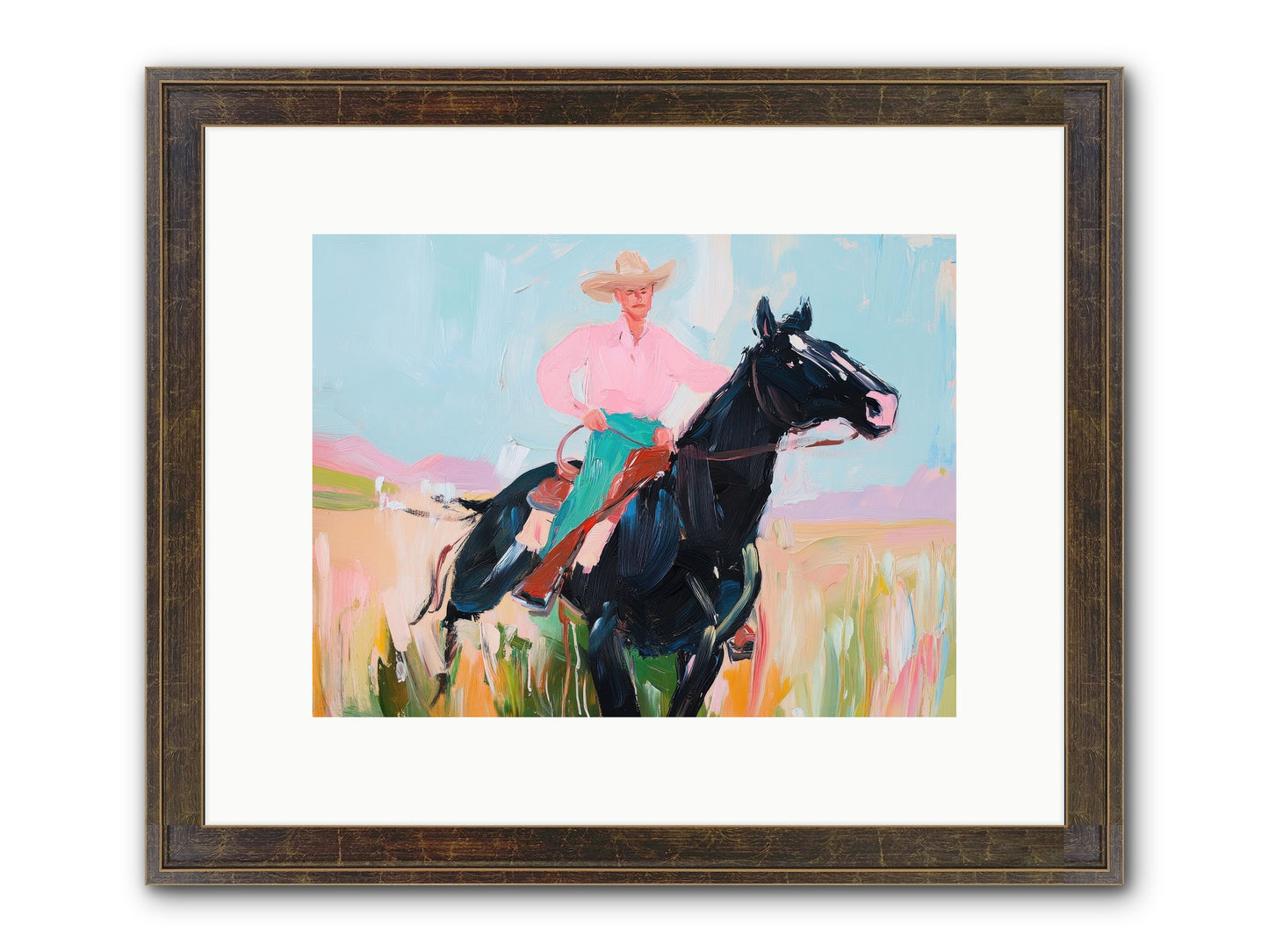 Barrel Racer's Dream Framed Print - Slimwoods Black/Gold 12x9
