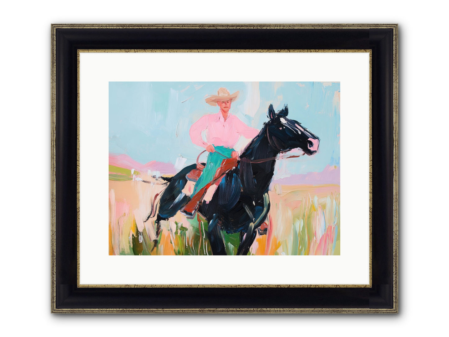 Barrel Racer's Dream Framed Print - Black & Gold 16x12