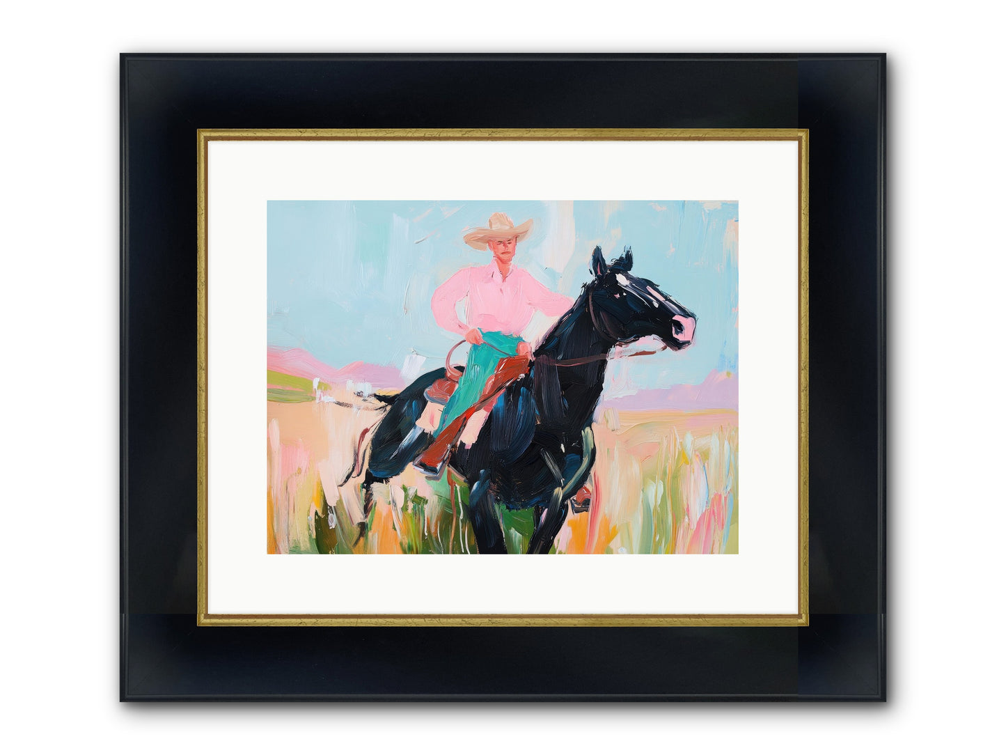 Barrel Racer's Dream Framed Print - Wide Black w/Gold 16x12