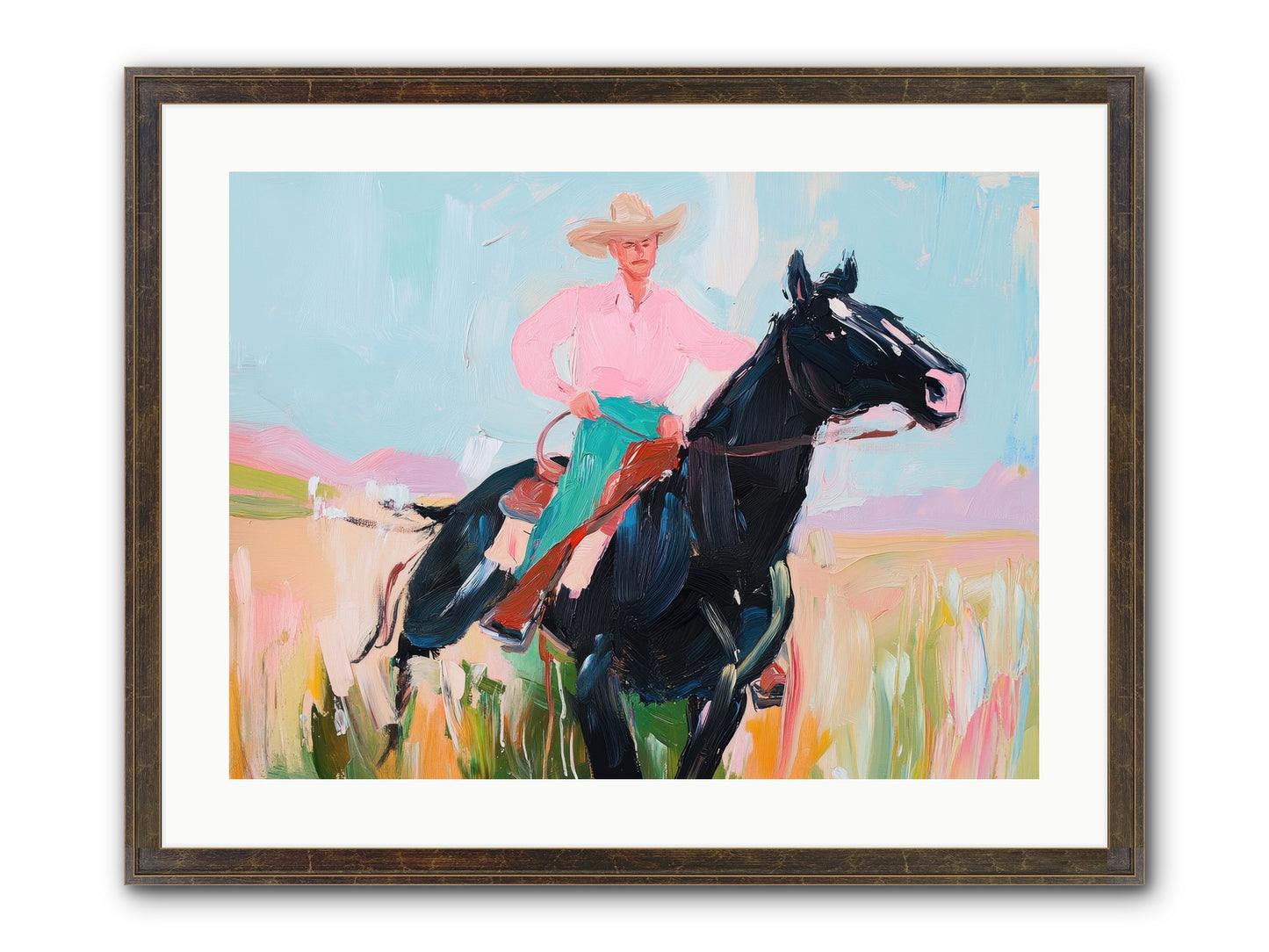 Barrel Racer's Dream Framed Print - Slimwoods Black/Gold 24x18