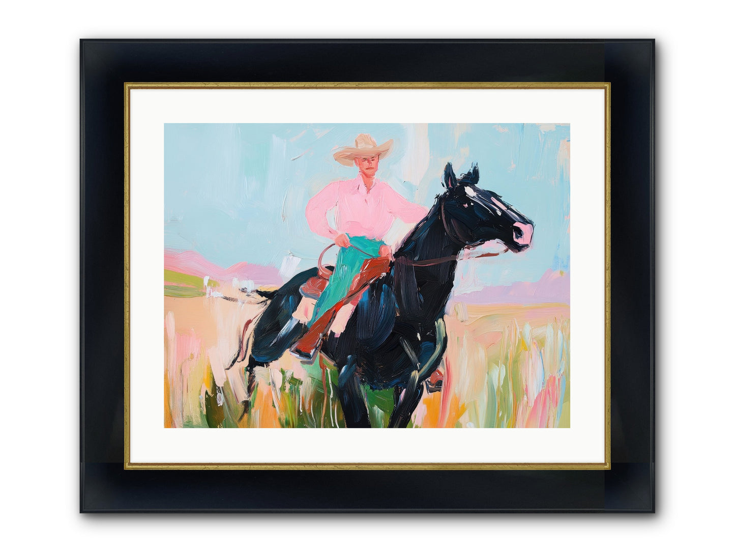 Barrel Racer's Dream Framed Print - Wide Black w/Gold 24x18
