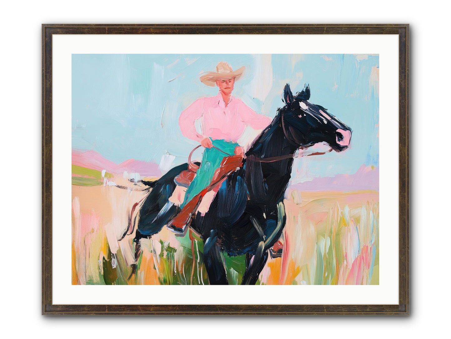 Barrel Racer's Dream Framed Print - Slimwoods Black/Gold 32x24