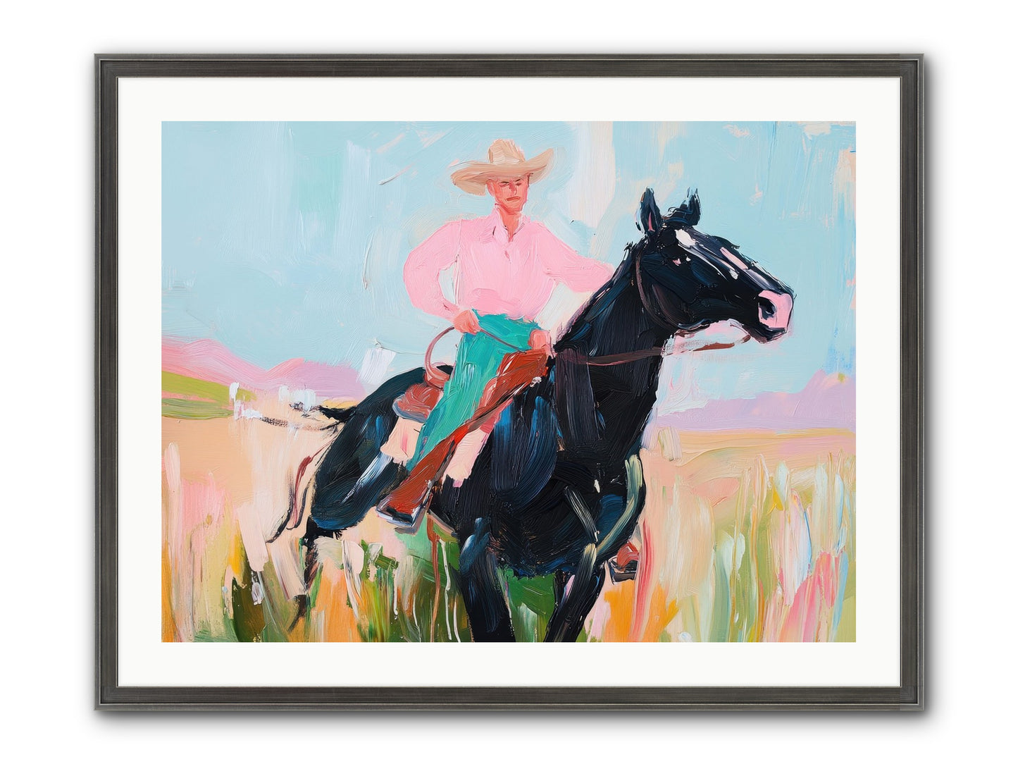 Barrel Racer's Dream Framed Print - Slimwoods Black/Silver 32x24