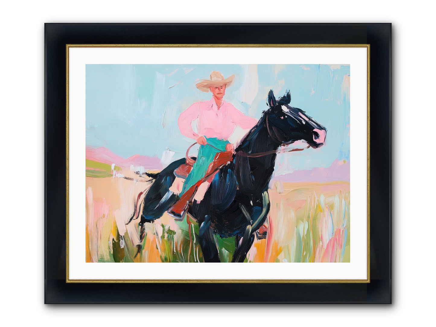 Barrel Racer's Dream Framed Print - Wide Black w/Gold 32x24