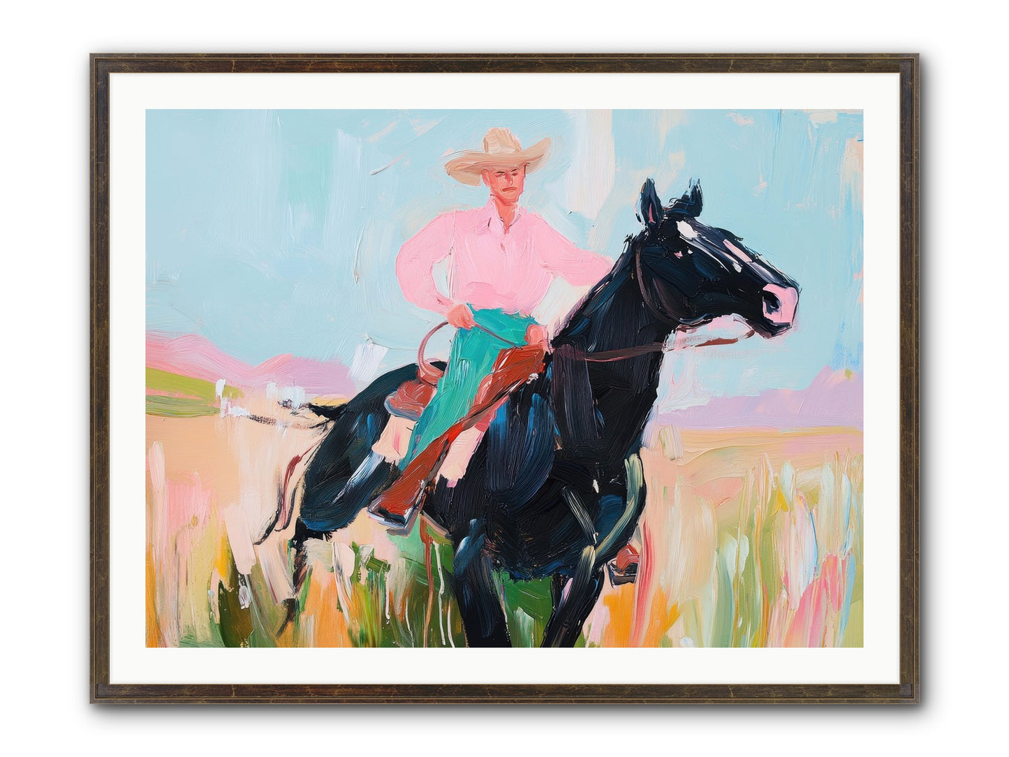 Barrel Racer's Dream Framed Print - Slimwoods Black/Gold 40x30