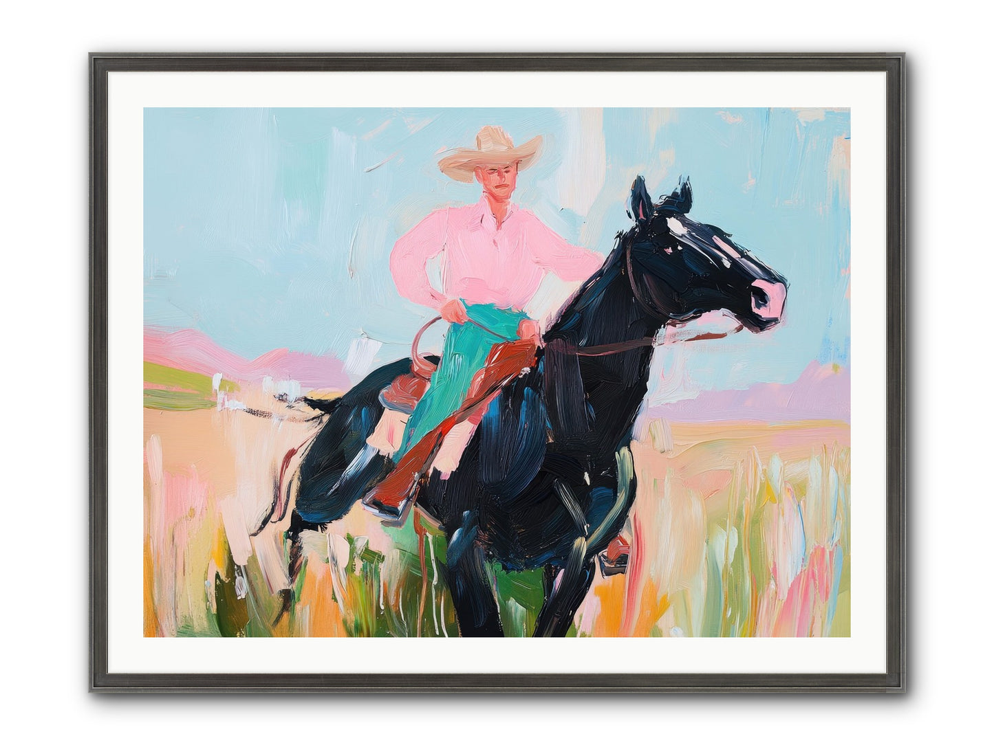 Barrel Racer's Dream Framed Print - Slimwoods Black/Silver 40x30