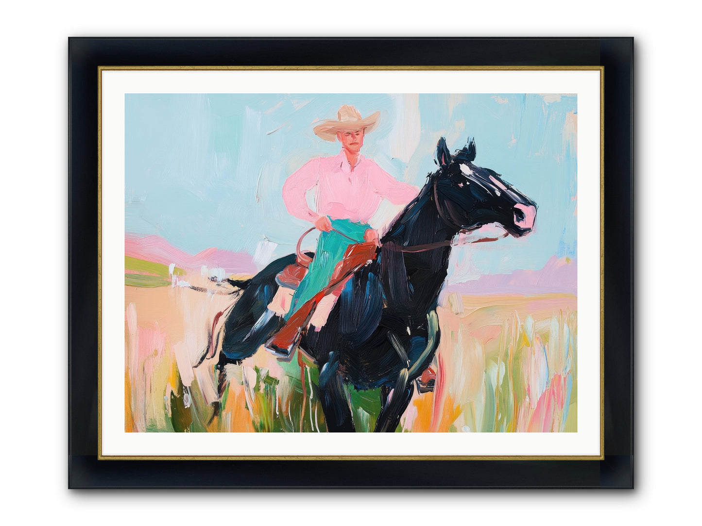 Barrel Racer's Dream Framed Print - Wide Black w/Gold 40x30