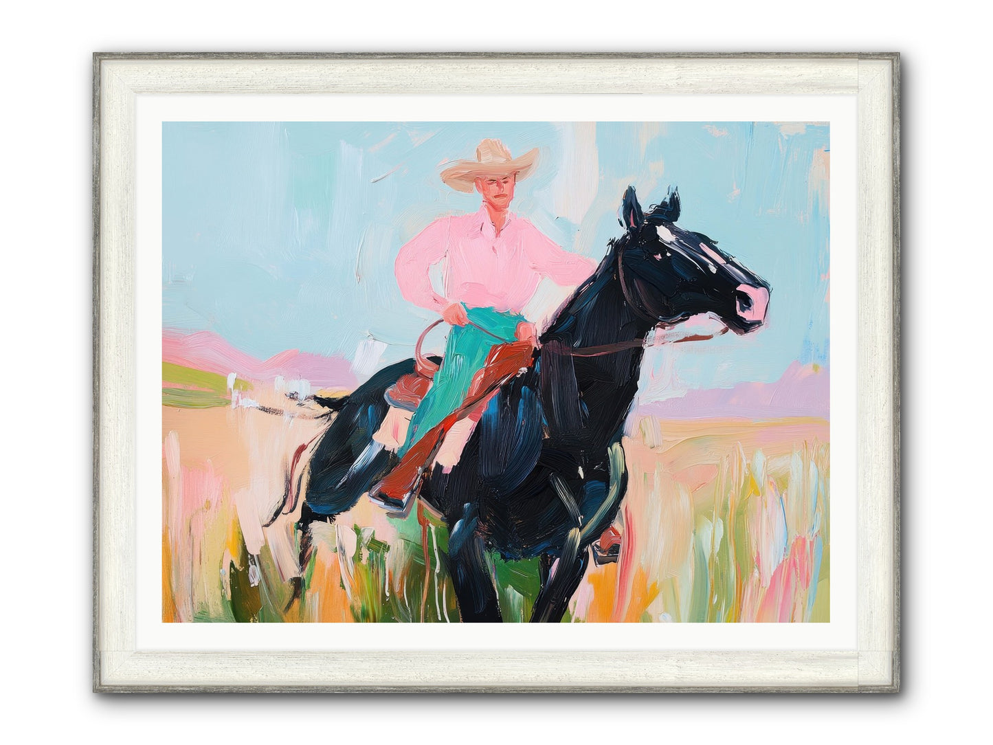 Barrel Racer's Dream Framed Print - Driftwood White 48x36