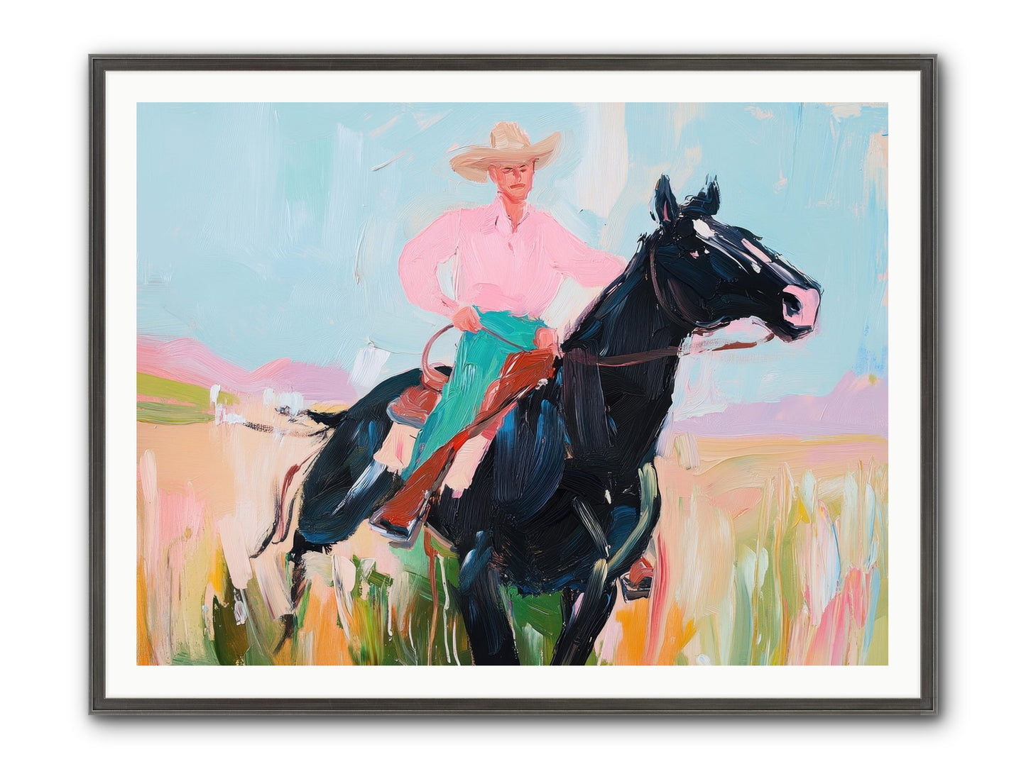 Barrel Racer's Dream Framed Print - Slimwoods Black/Silver 48x36