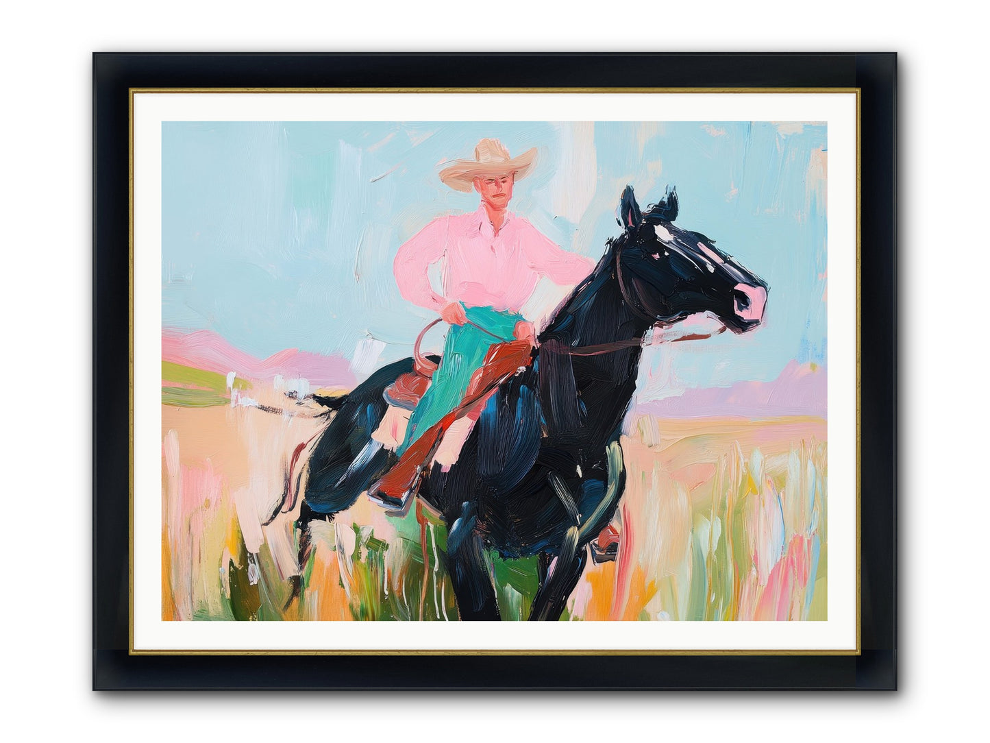 Barrel Racer's Dream Framed Print - Wide Black w/Gold 48x36