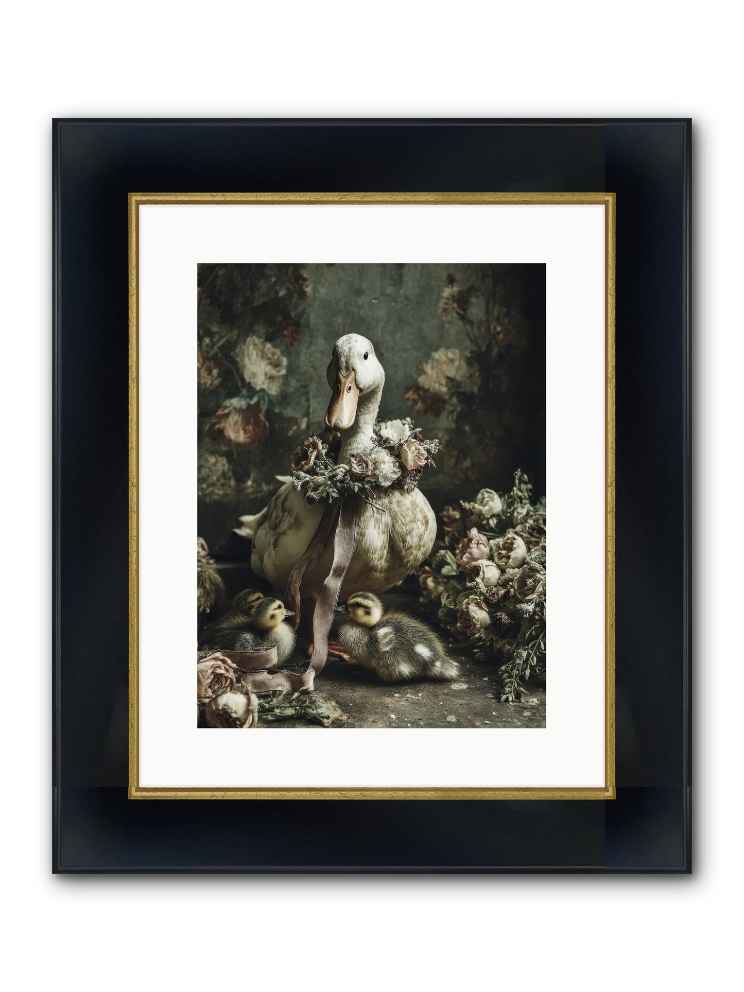 Basil Framed Print - Wide Black w/Gold 12x16