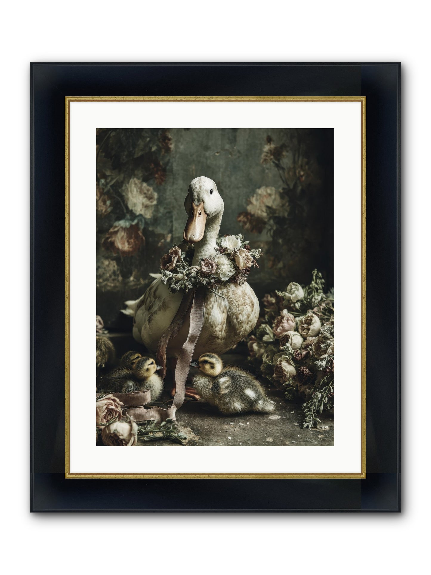 Basil Framed Print - Wide Black w/Gold 18x24