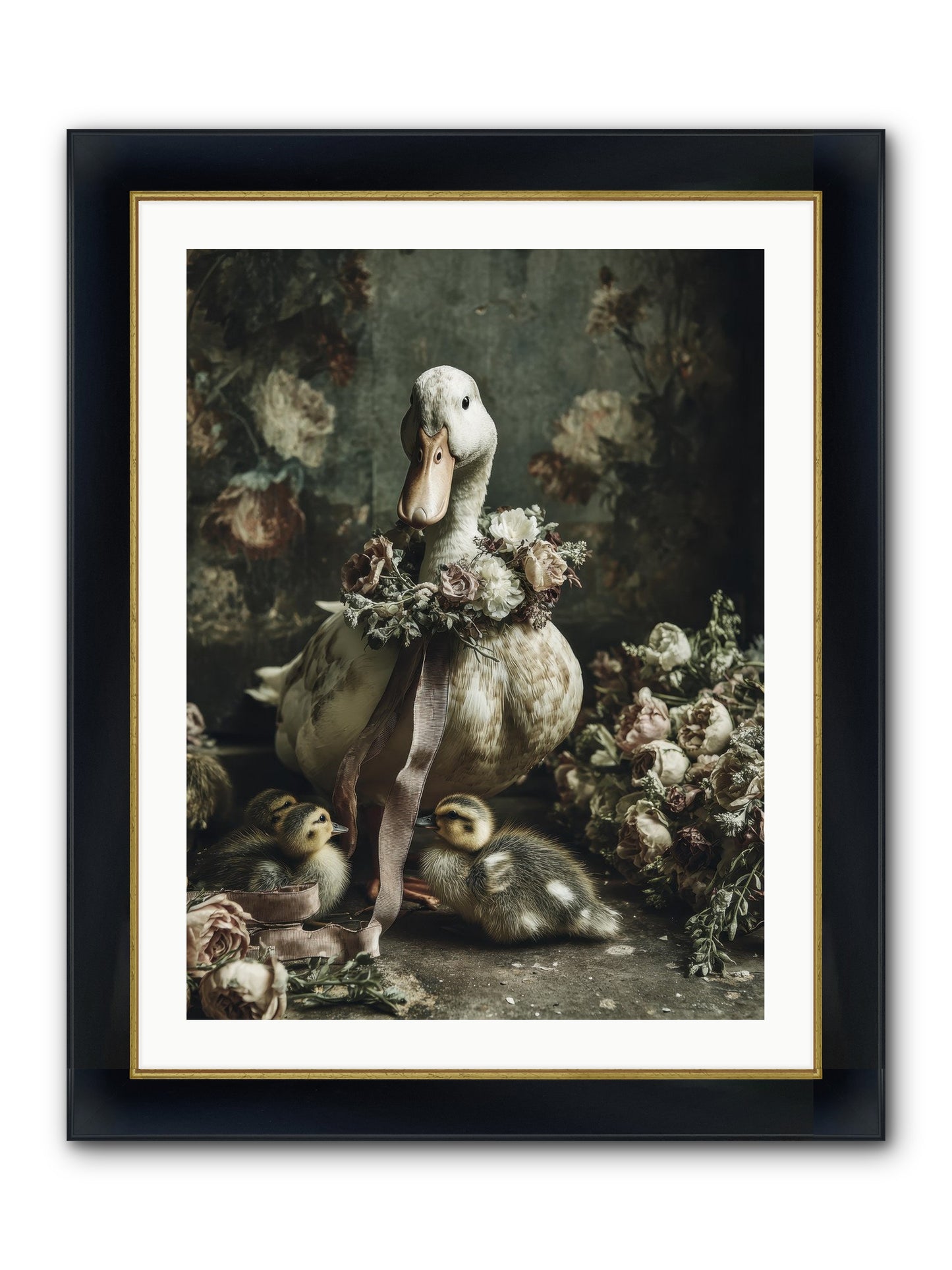 Basil Framed Print - Wide Black w/Gold 24x32