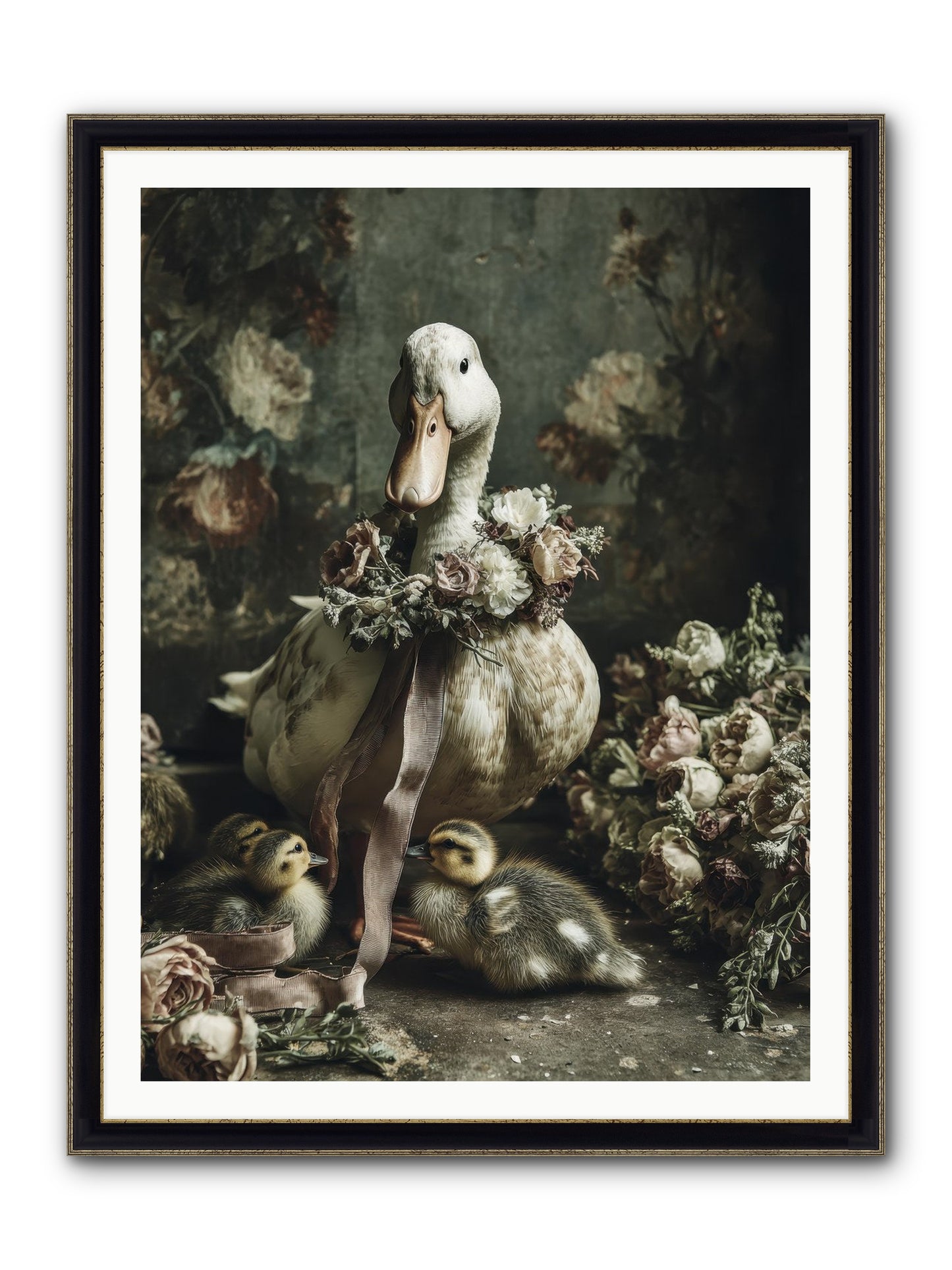 Basil Framed Print - Black & Gold 36x48