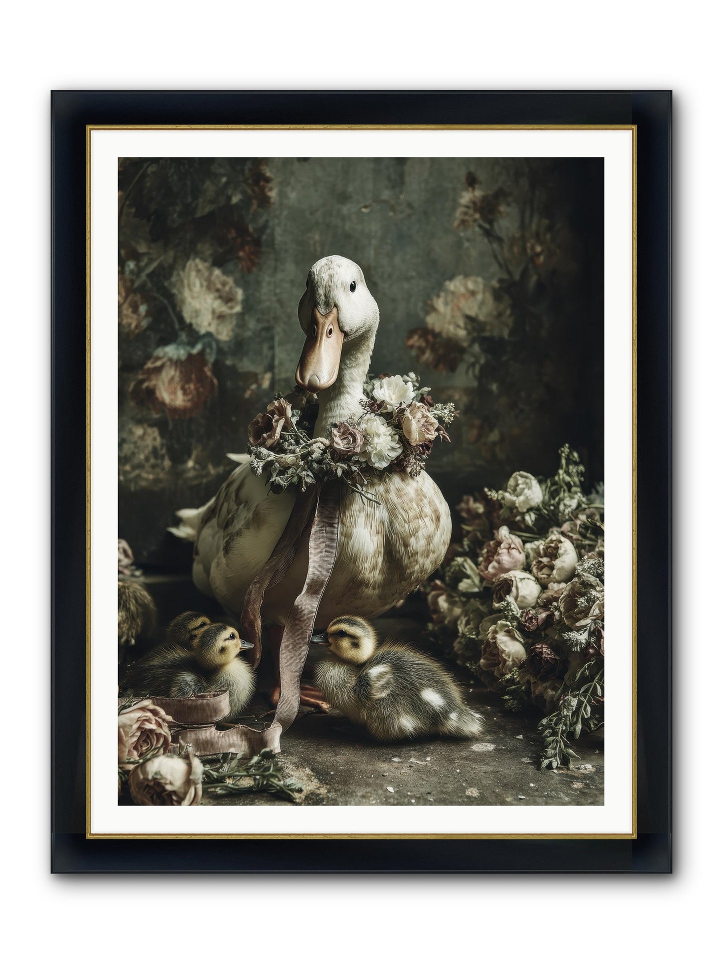 Basil Framed Print - Wide Black w/Gold 36x48