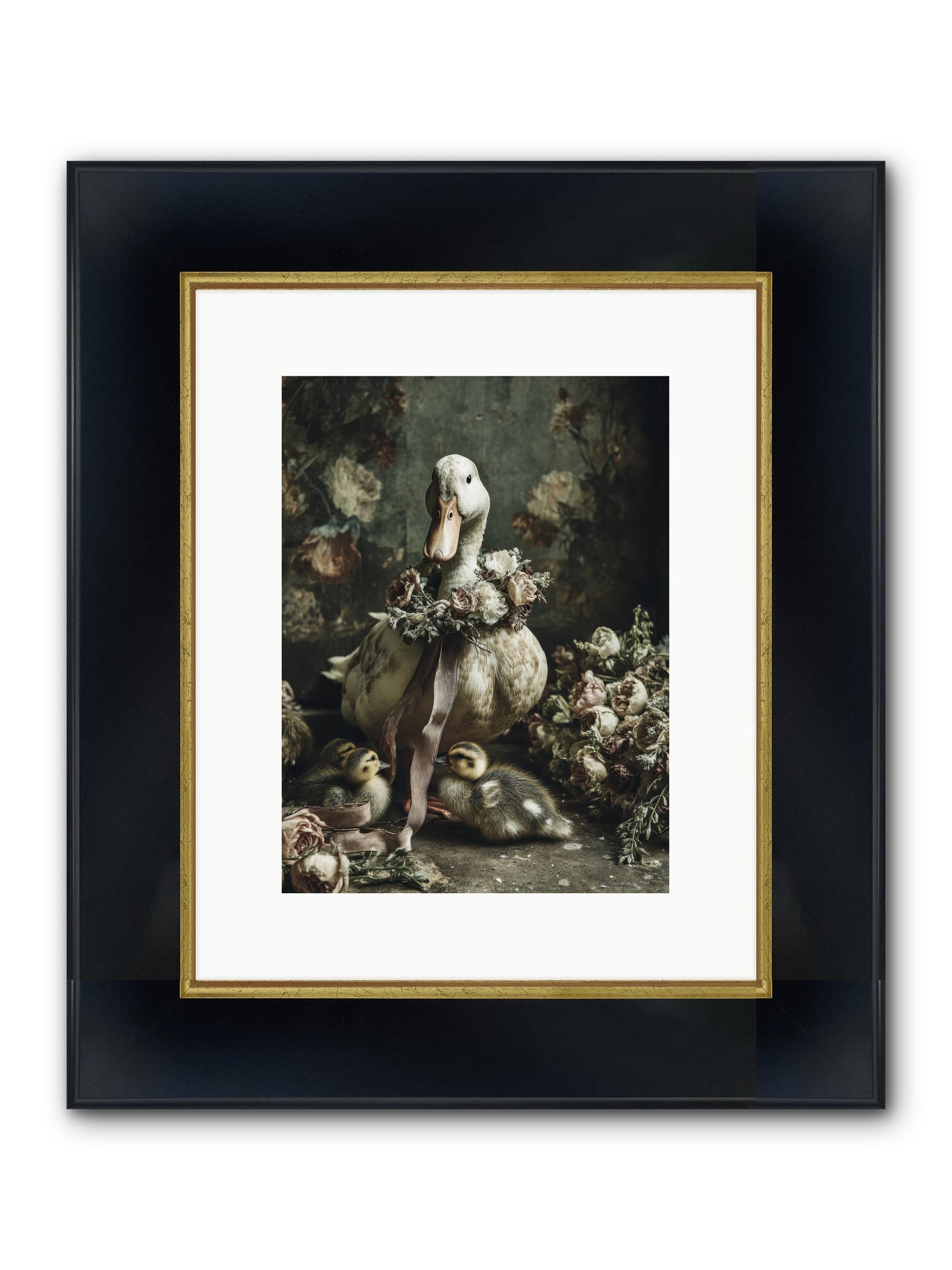 Basil Framed Print - Wide Black w/Gold 9x12