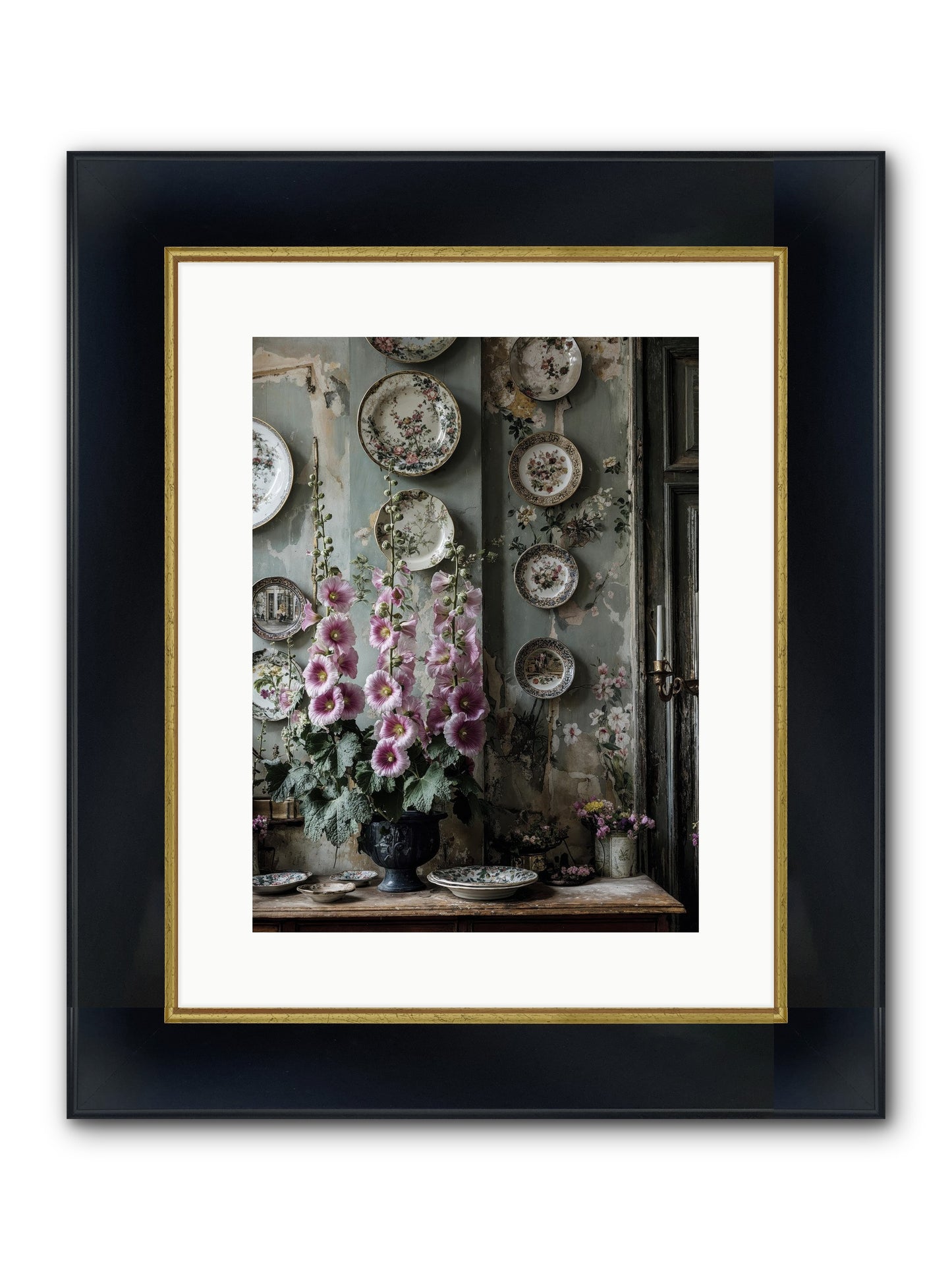 Basile Framed Print - Wide Black w/Gold 12x16