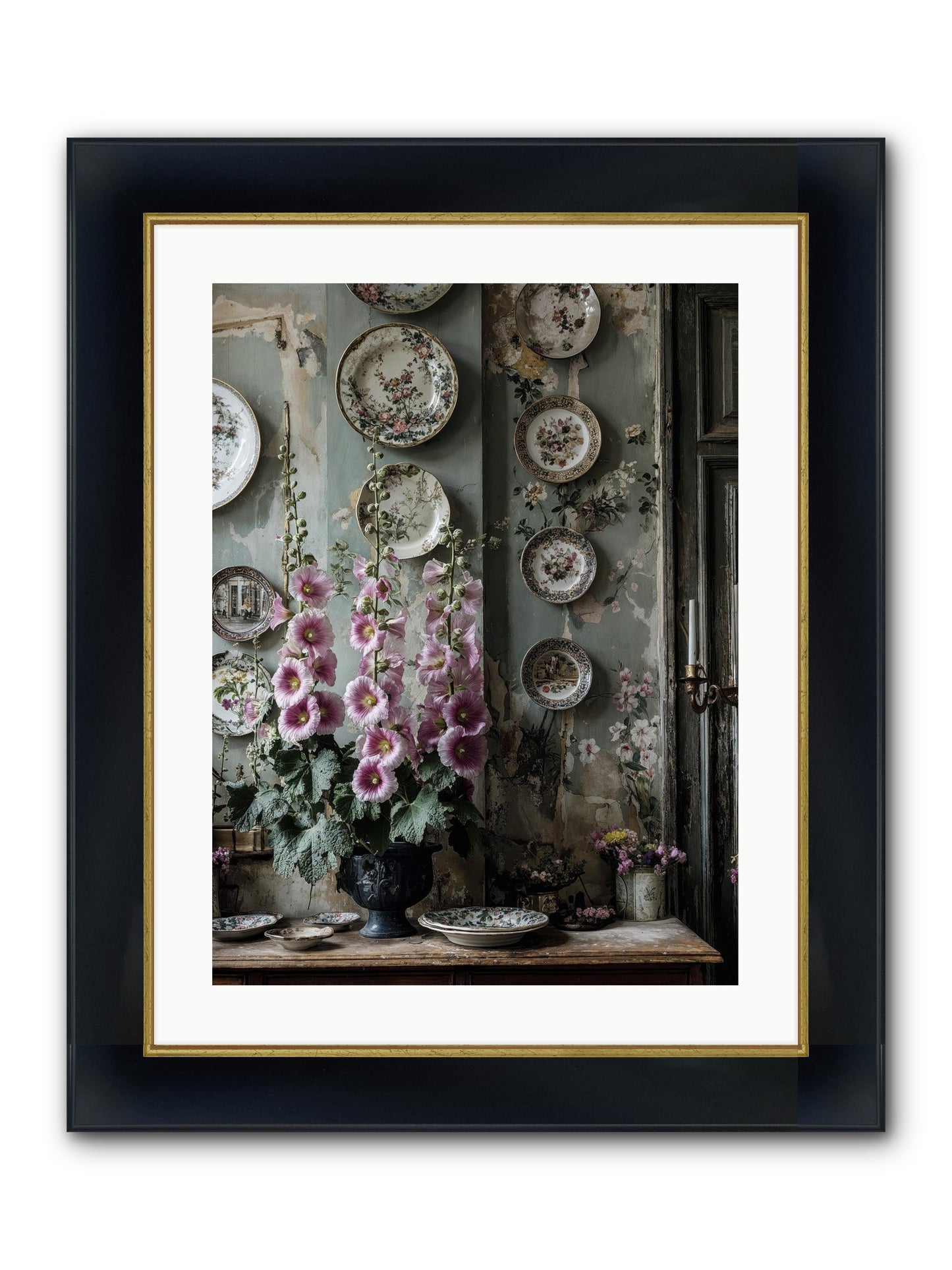 Basile Framed Print - Wide Black w/Gold 18x24