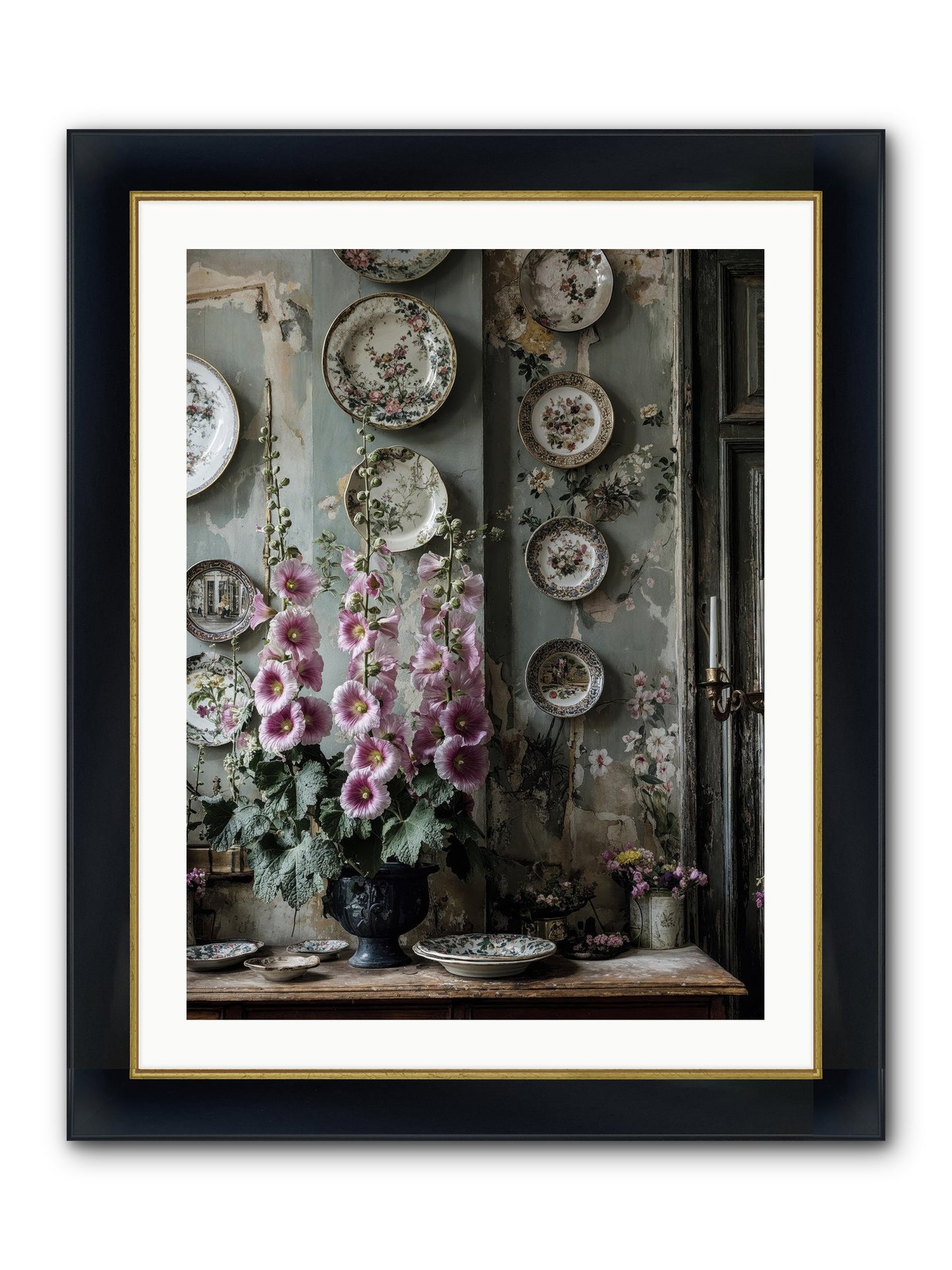 Basile Framed Print - Wide Black w/Gold 24x32