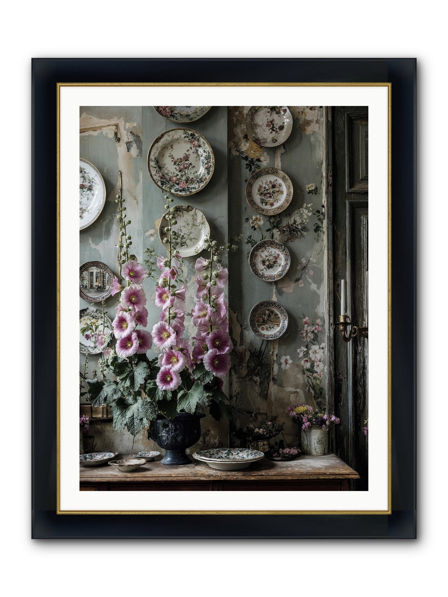 Basile Framed Print - Wide Black w/Gold 30x40