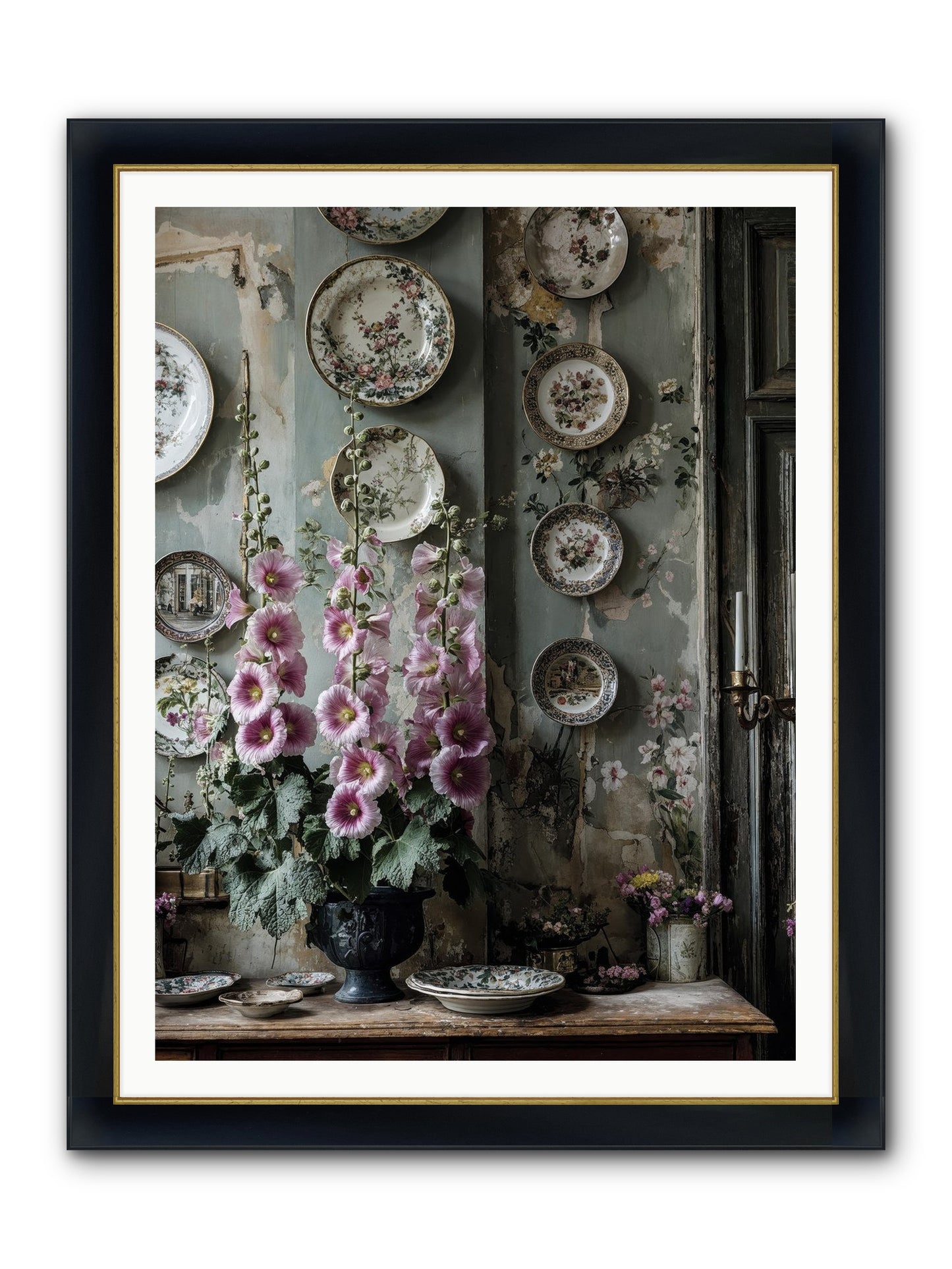 Basile Framed Print - Wide Black w/Gold 36x48