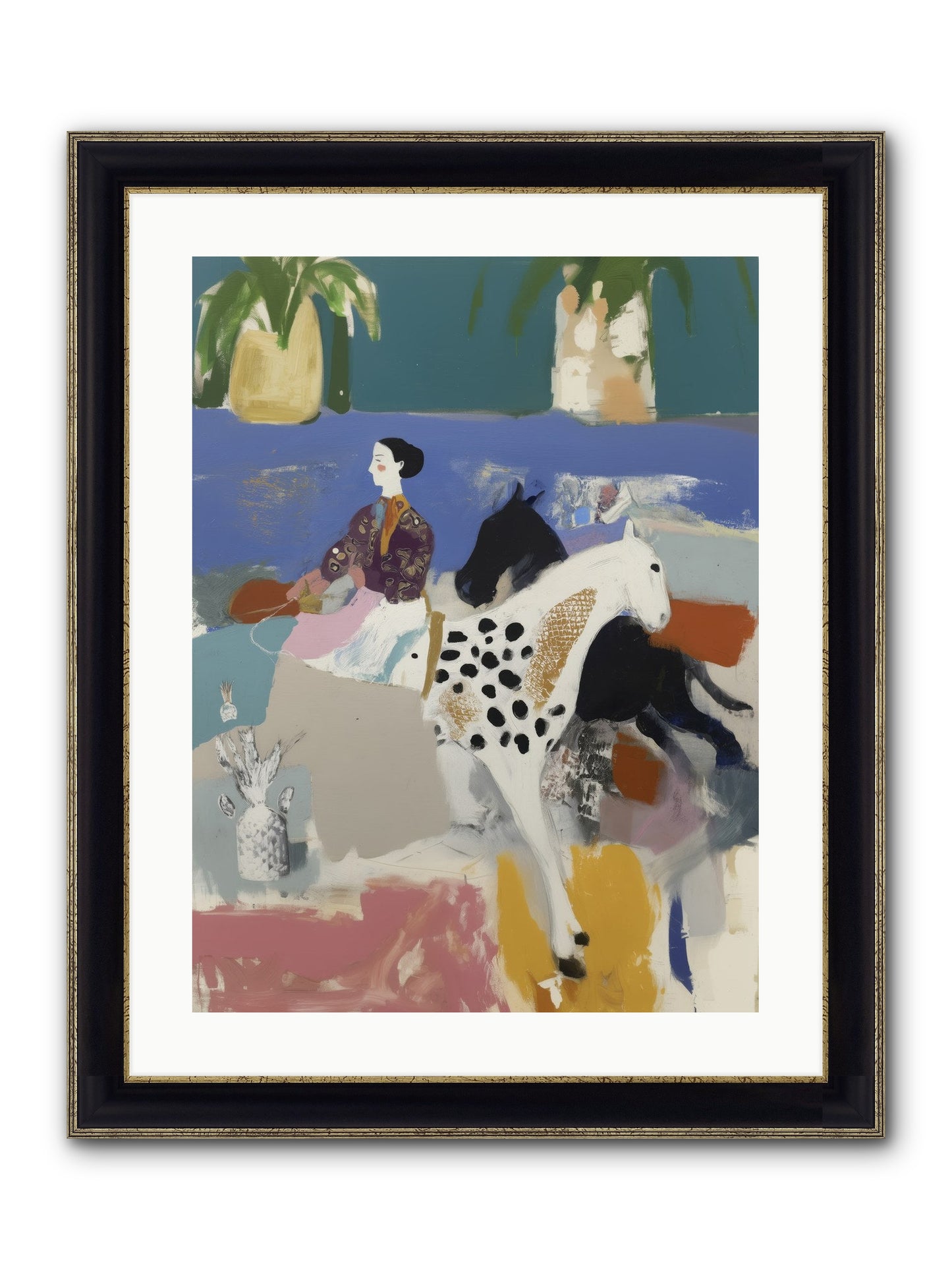 Basket Of Stars Framed Print - Black & Gold 18x24